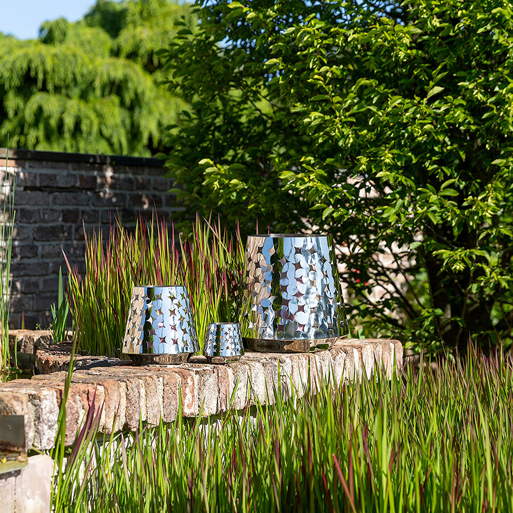 LUMA 2er Set Windlicht silberfarben