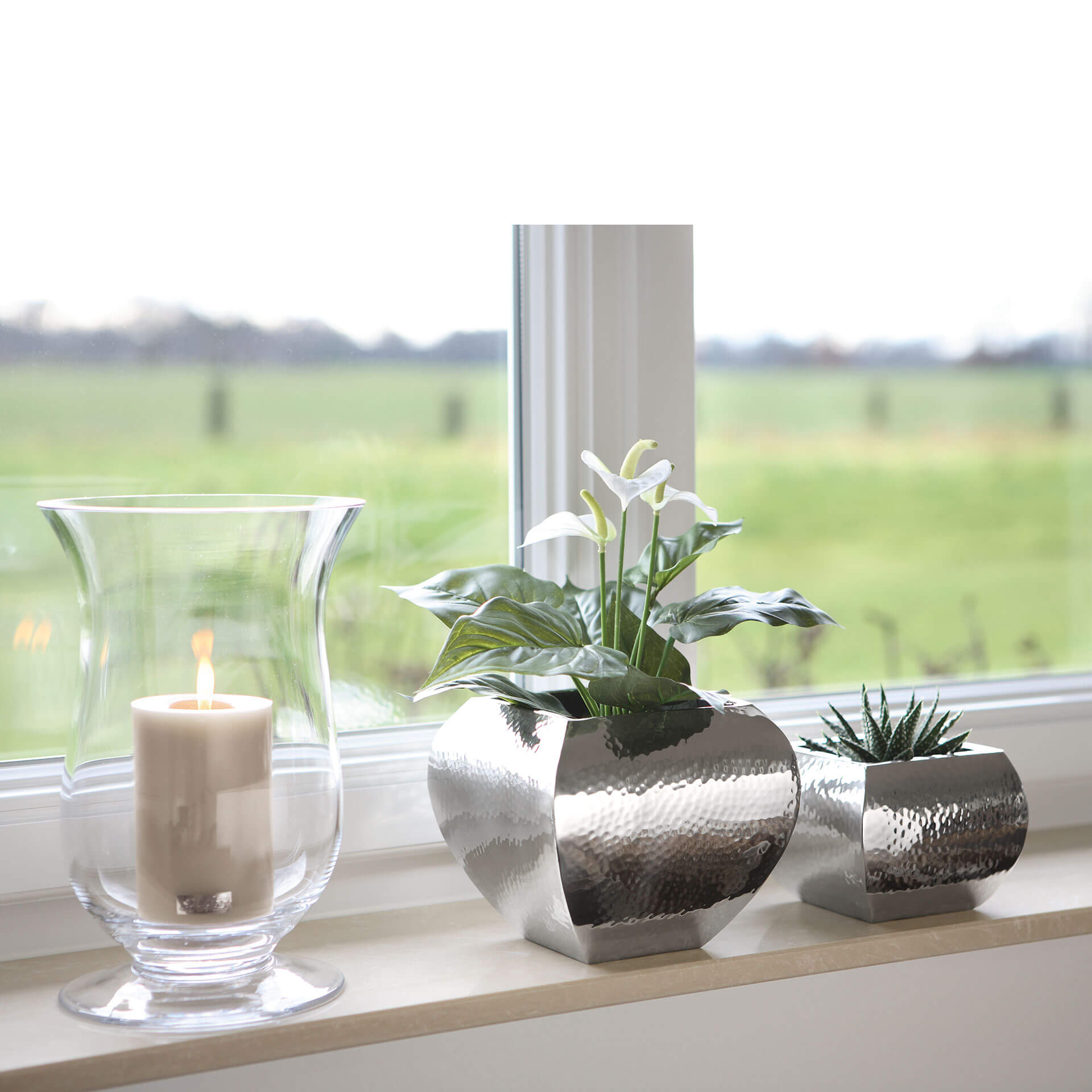 SQUARE Übertopf silberfarben