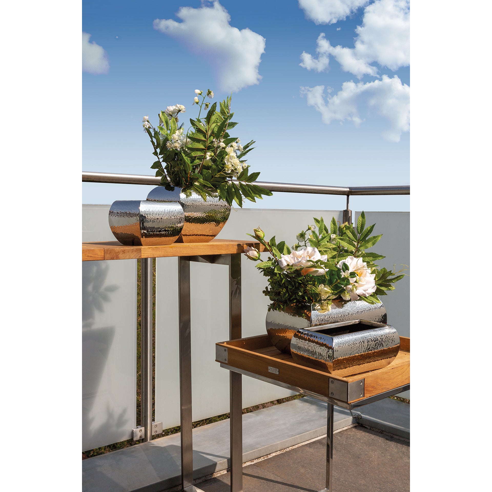 SQUARE Übertopf silberfarben