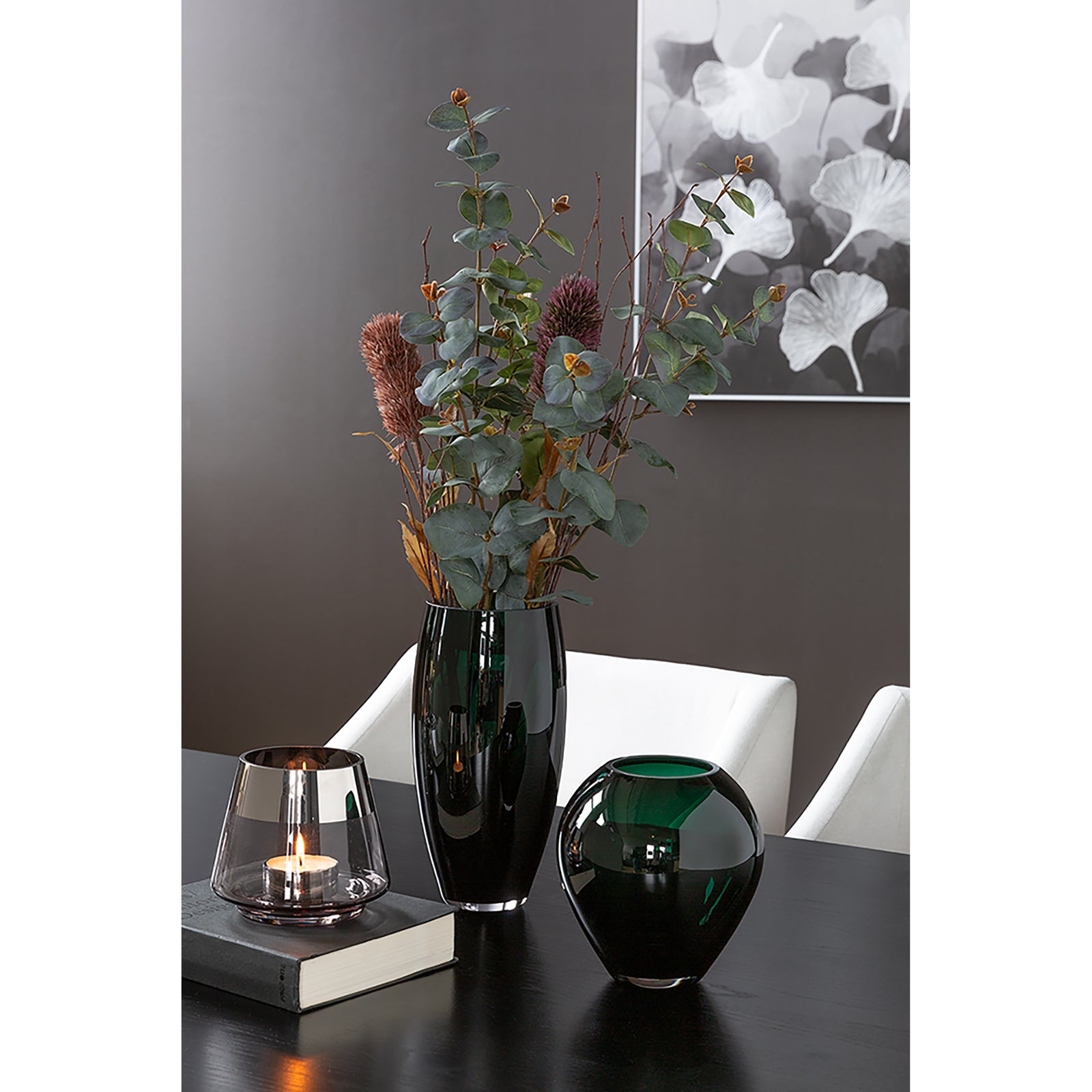 LIVIA Glasvase dunkelgrün