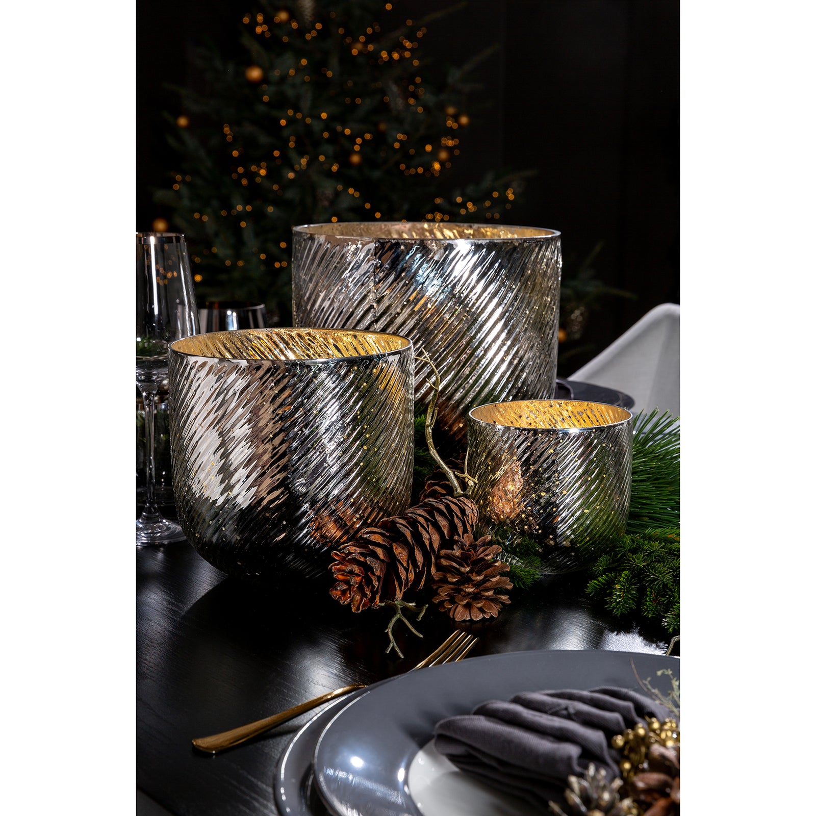 VICKY Windlicht antik silber