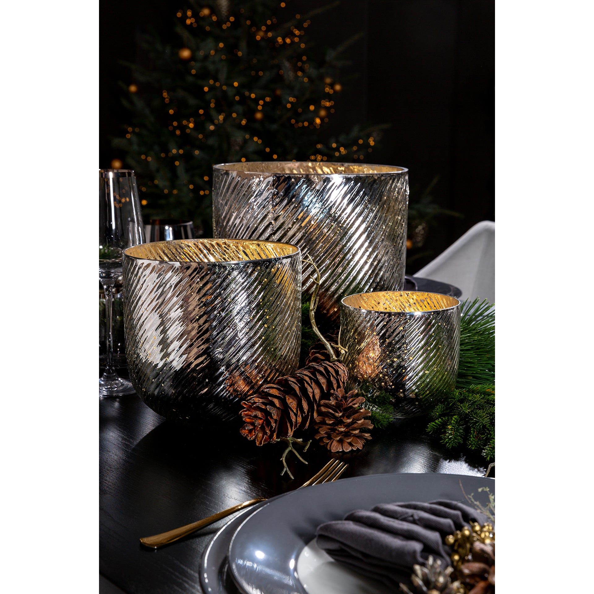 VICKY Windlicht antik silber
