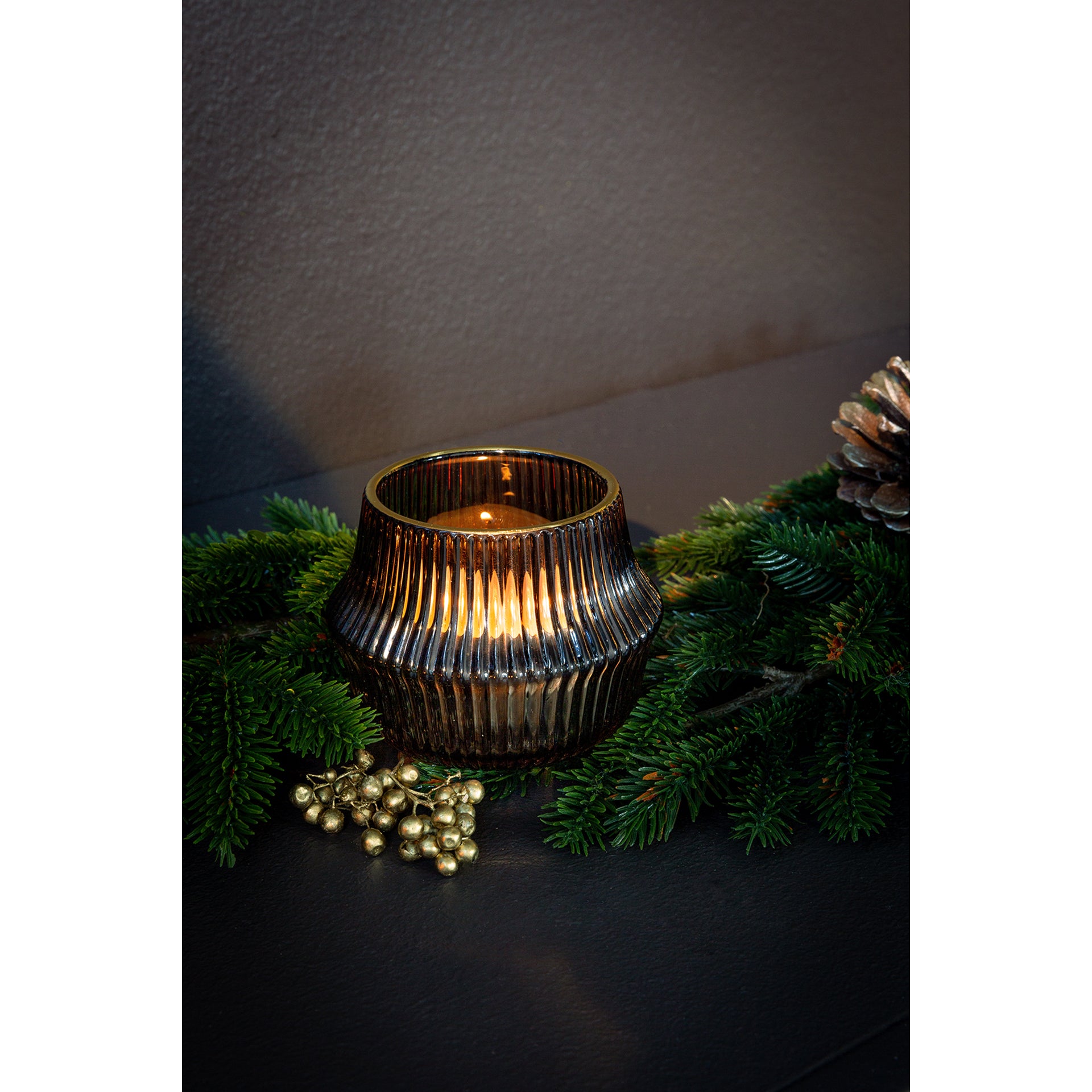 FREYA Teelichthalter grau