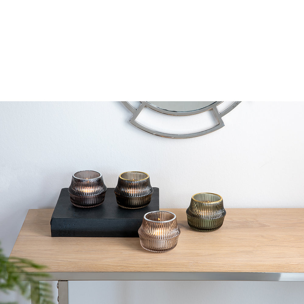 FREYA Teelichthalter grau