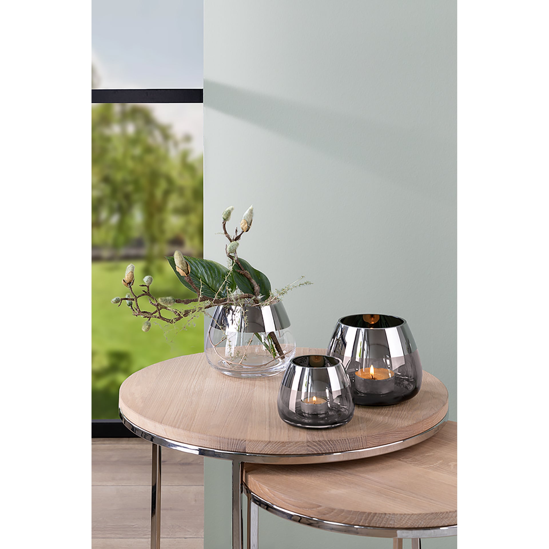 BELLA Teelichthalter silberfarben