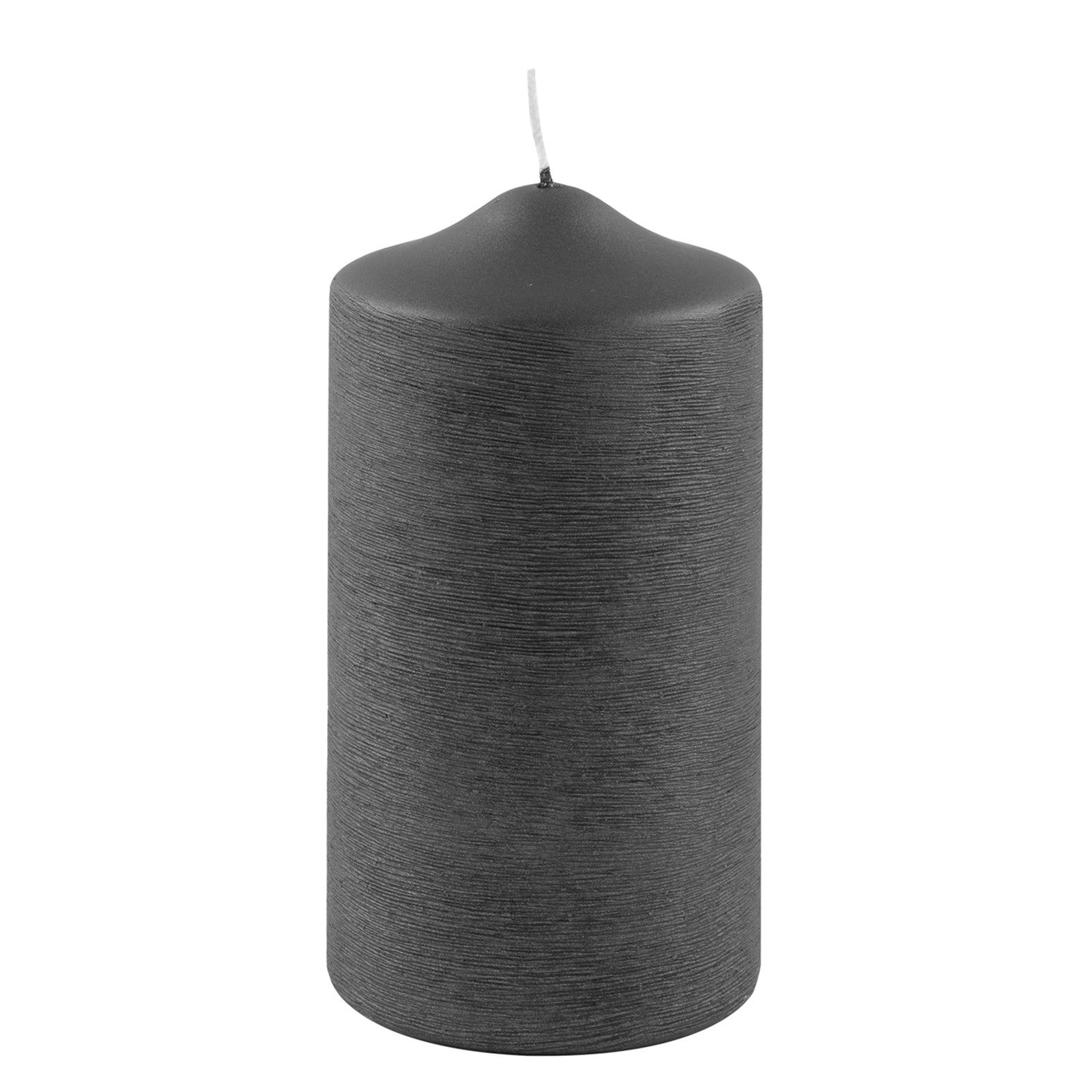 CANDLE gebürstet metallic Stumpenkerze grau