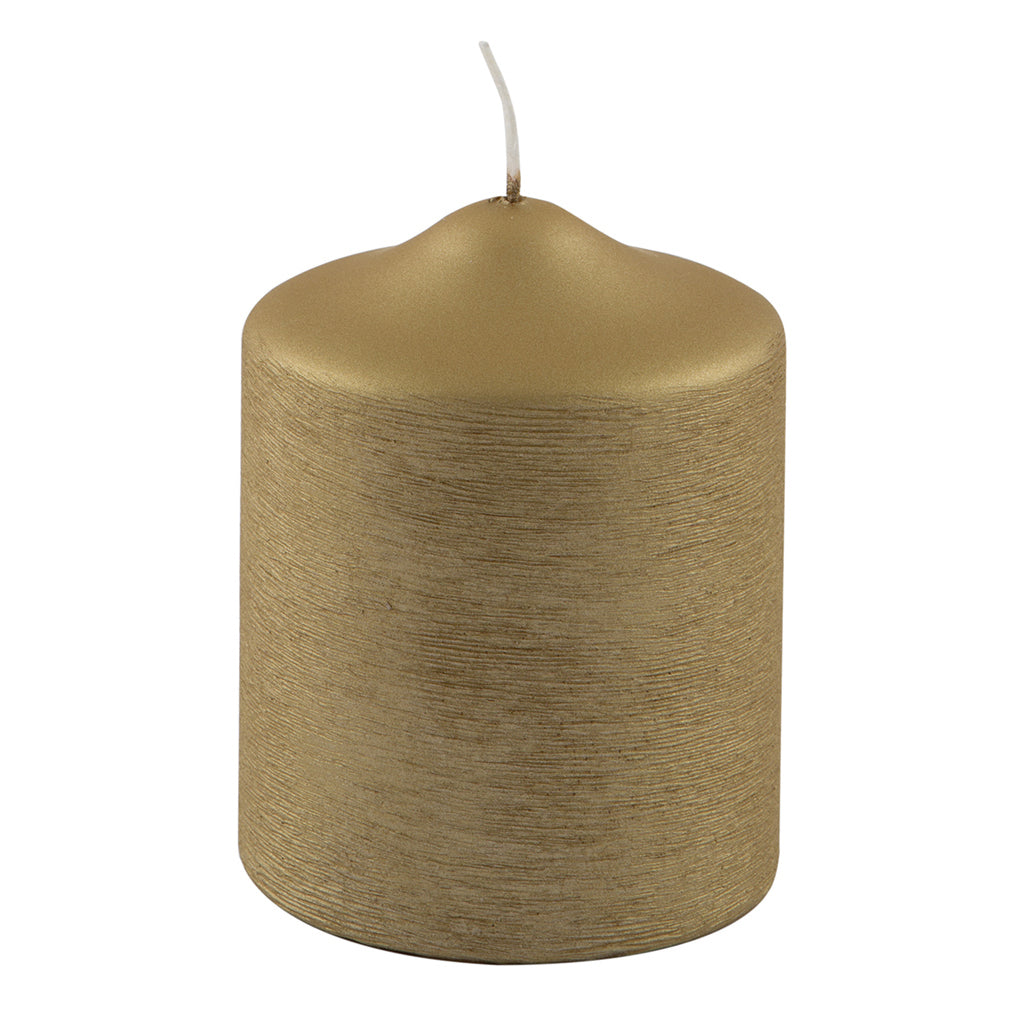 CANDLE gebürstet metallic Stumpenkerze goldfarben