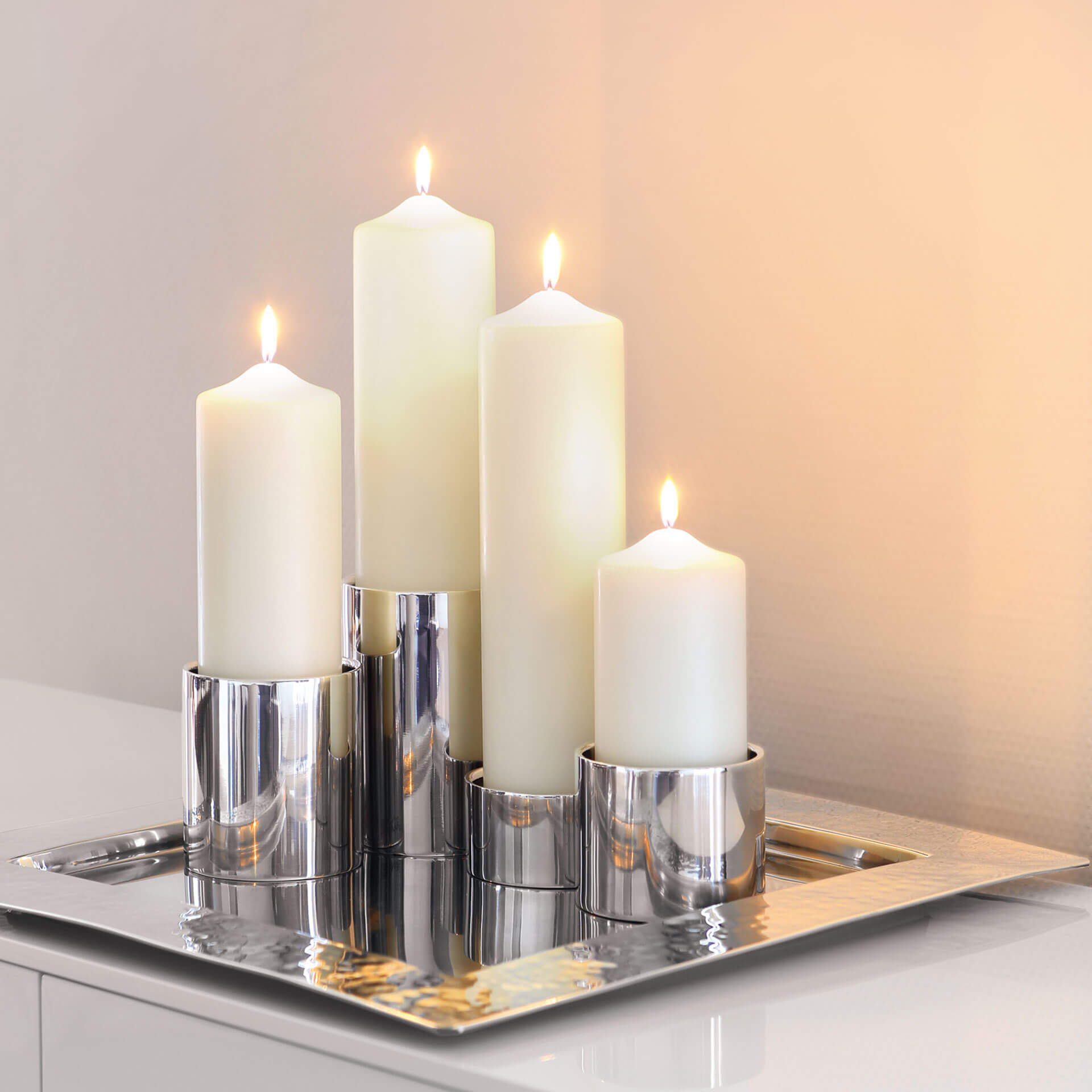 CANDLE getauchte Stumpenkerze creme