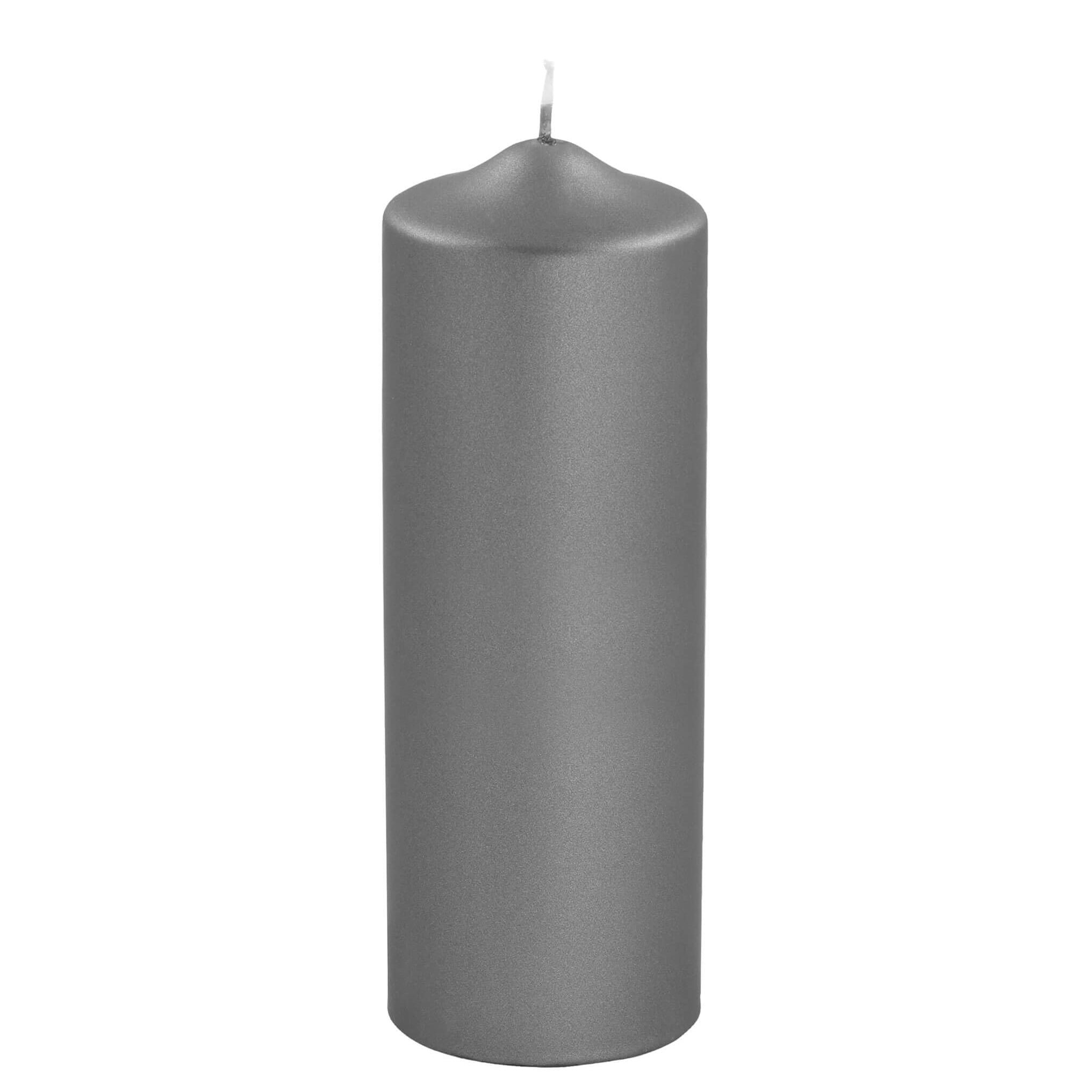 CANDLE metallic Stumpenkerze grau