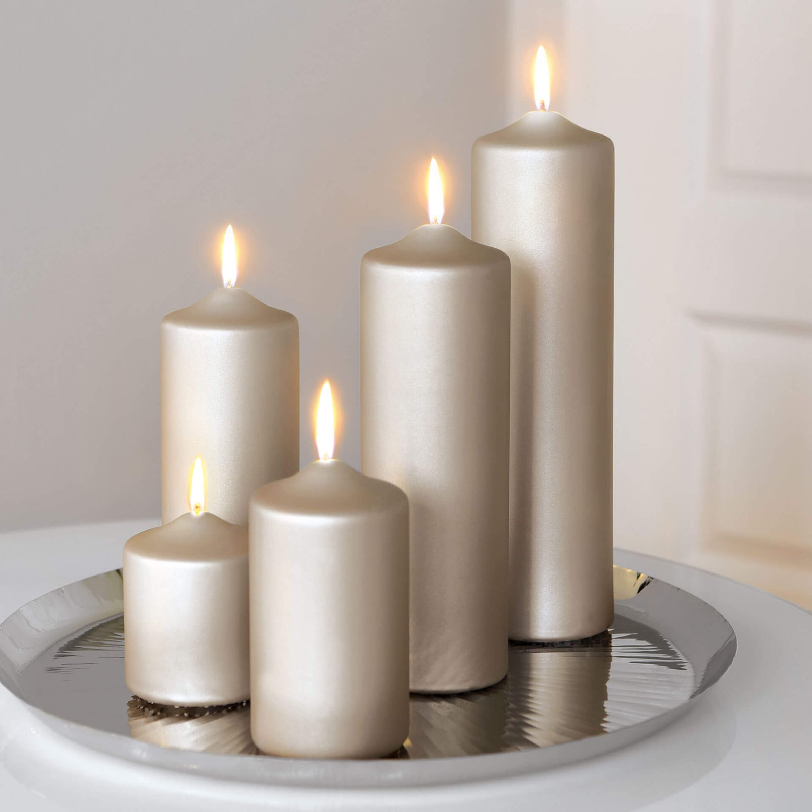 CANDLE metallic Stumpenkerze stein