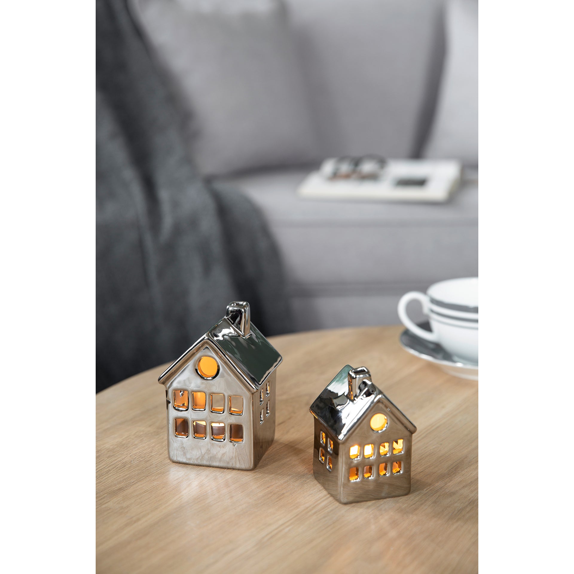 CABANA Teelichthalter silberfarben