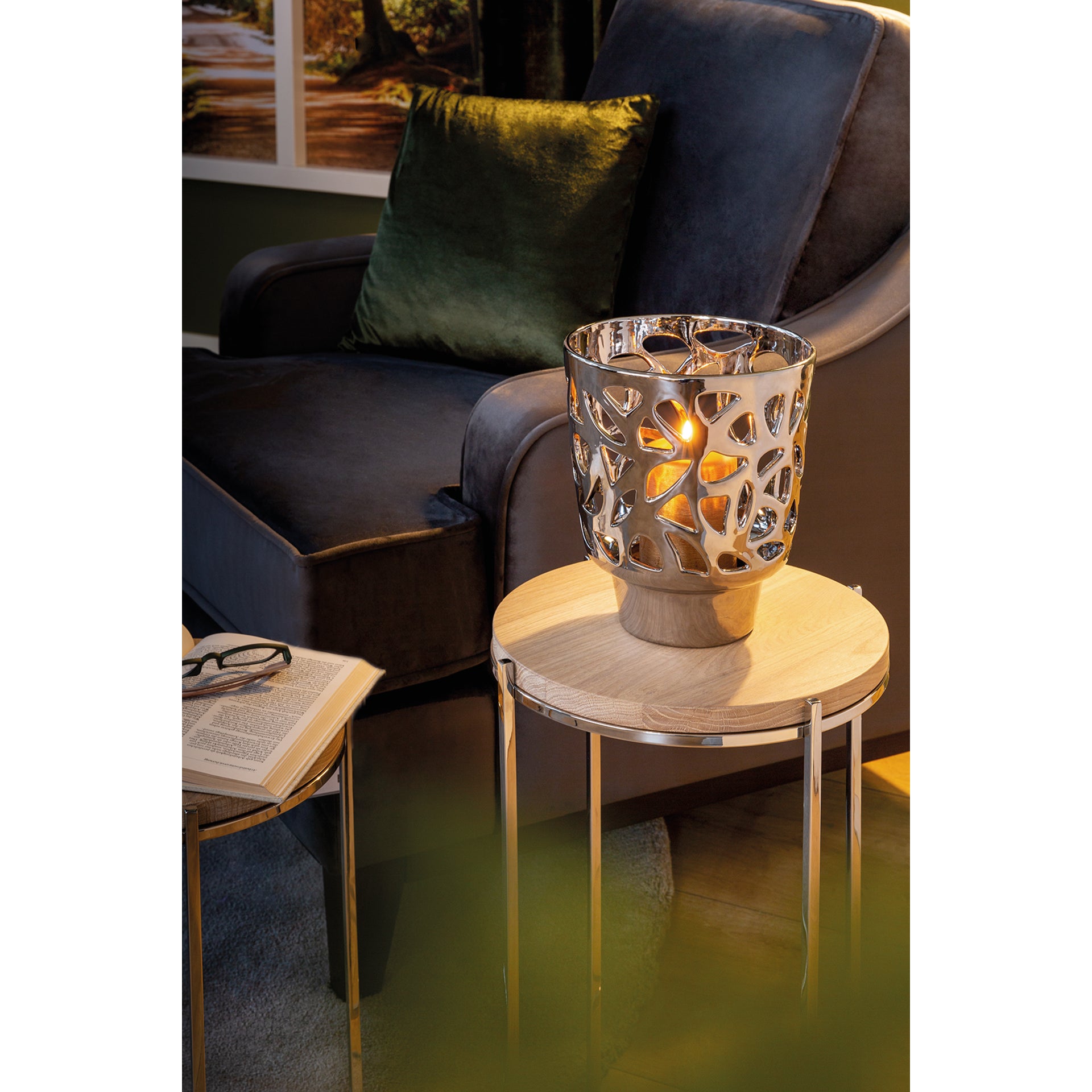 EVITA Windlicht silberfarben