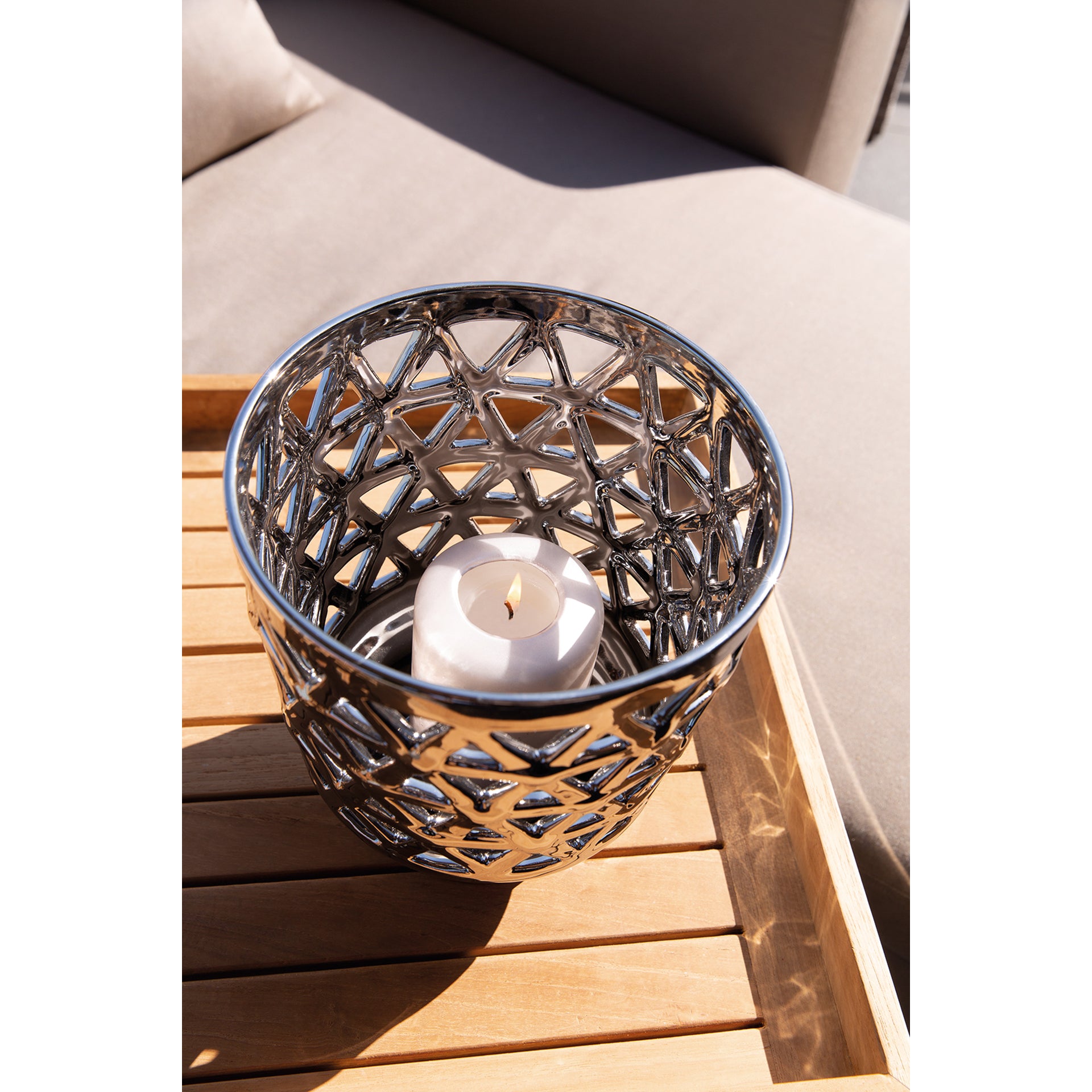 EVITA Windlicht silberfarben