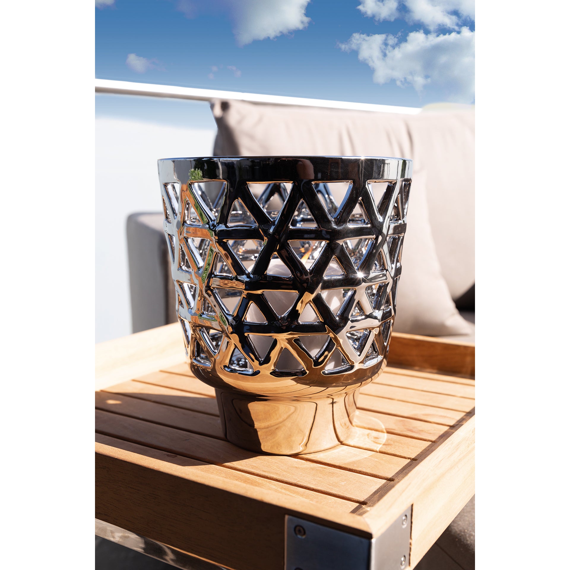 EVITA Windlicht silberfarben