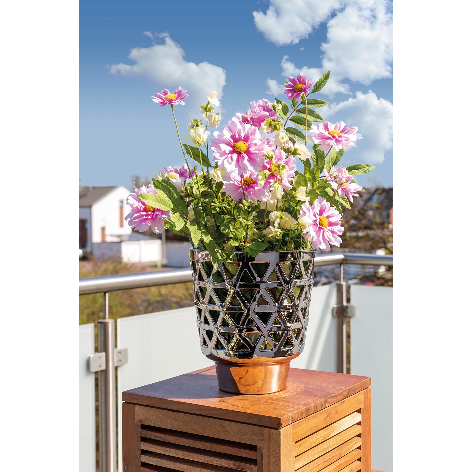 EVITA Windlicht silberfarben