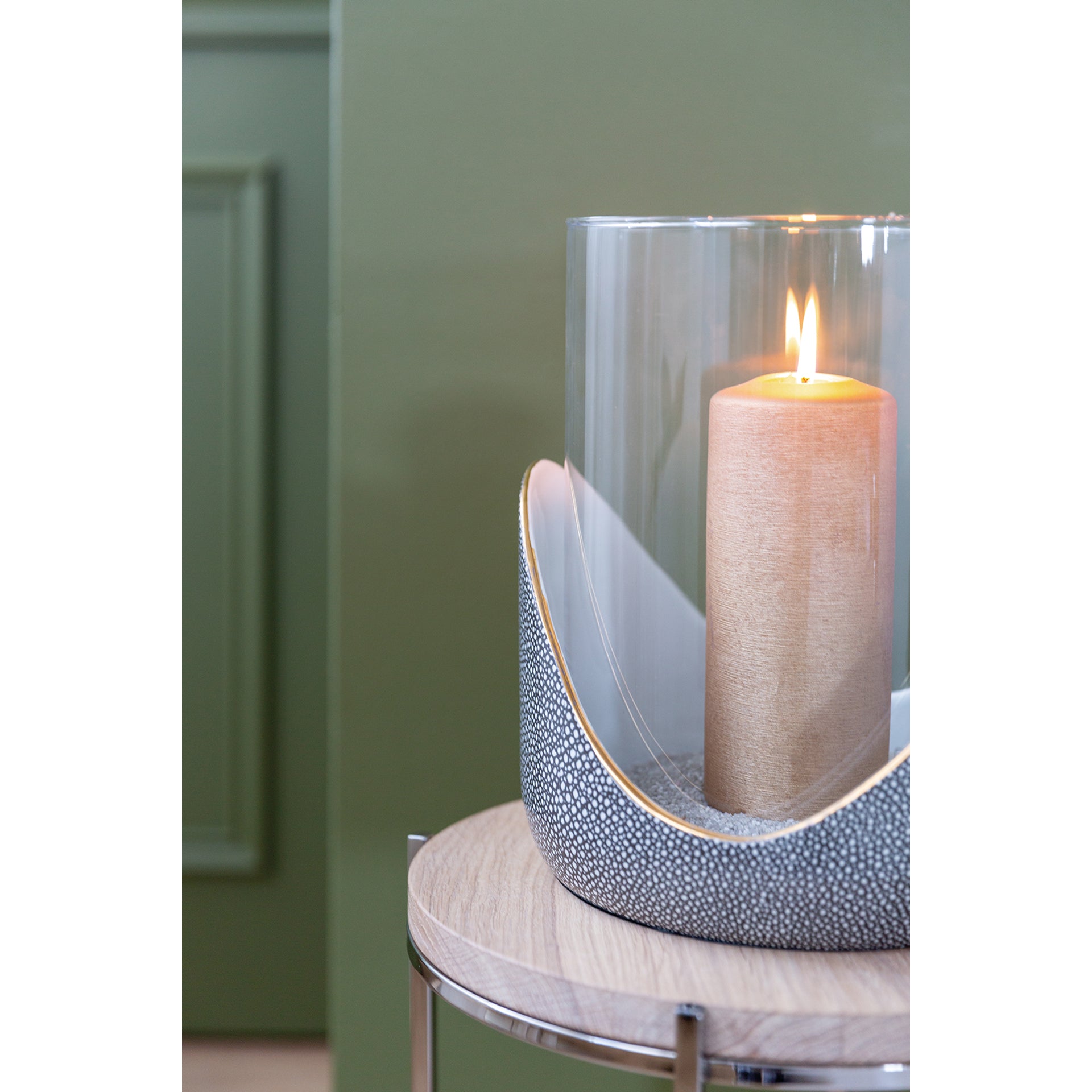 ONDA Windlicht mit Glas weiß