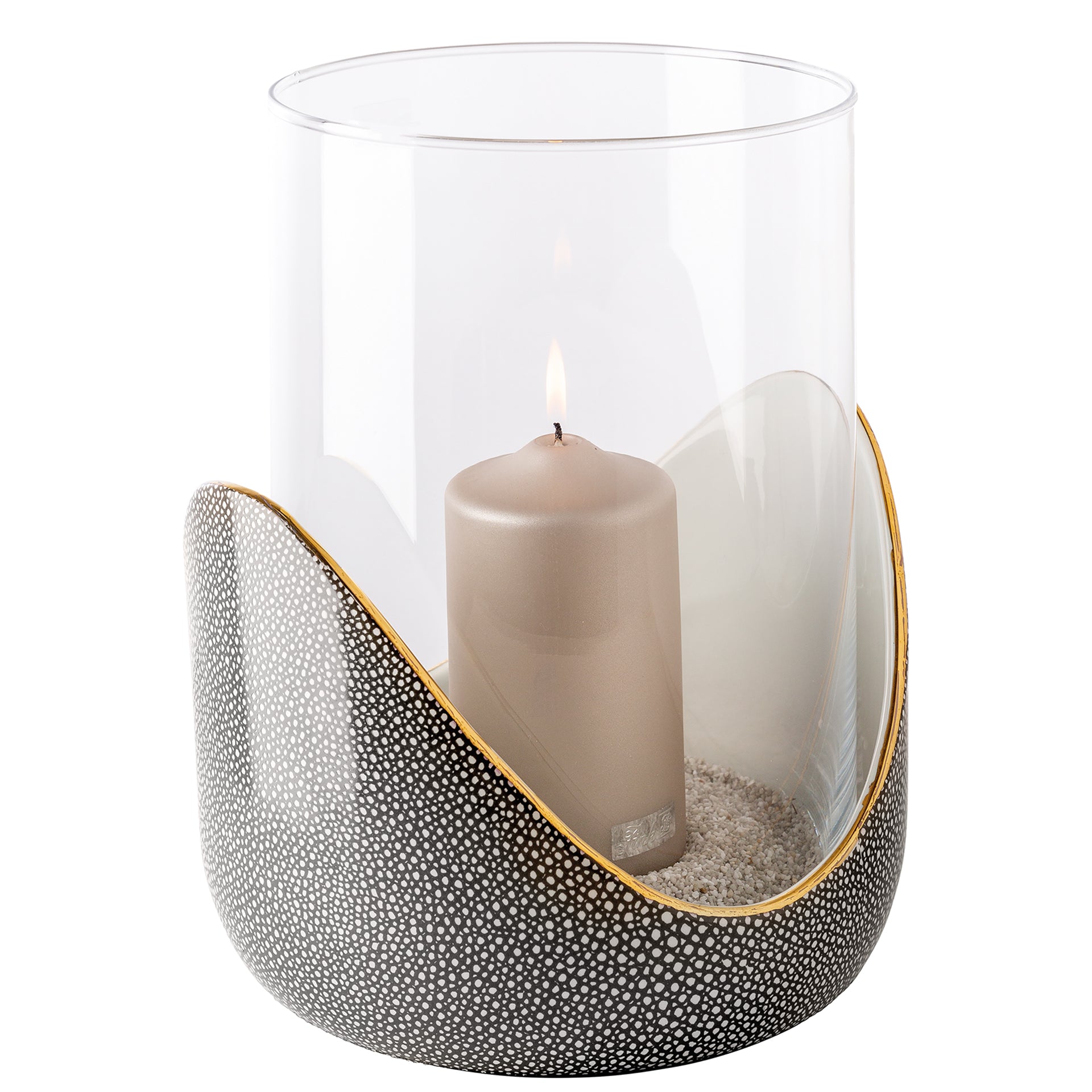 ONDA Windlicht mit Glas weiß