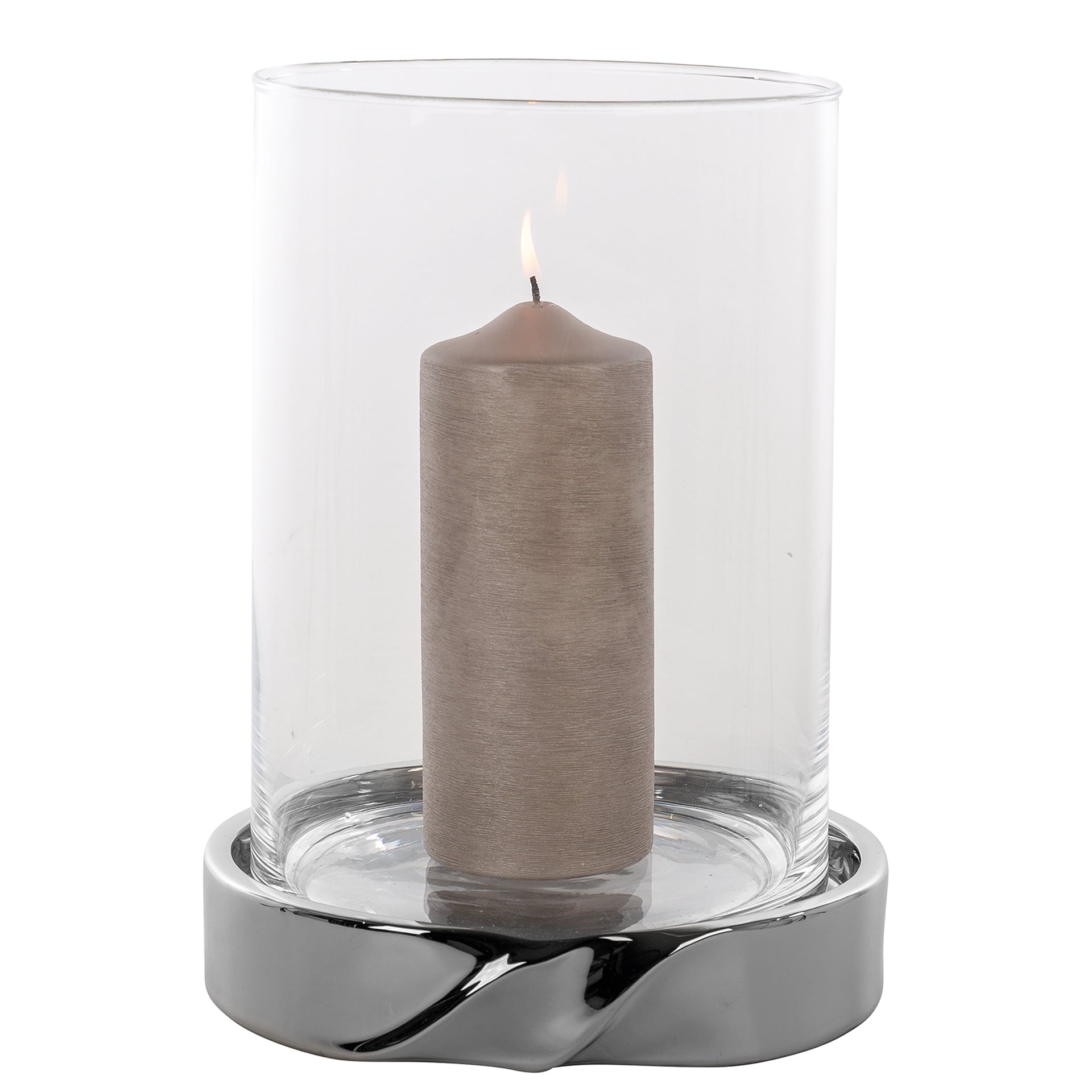 LE DECOR Windlicht mit Glas silberfarben