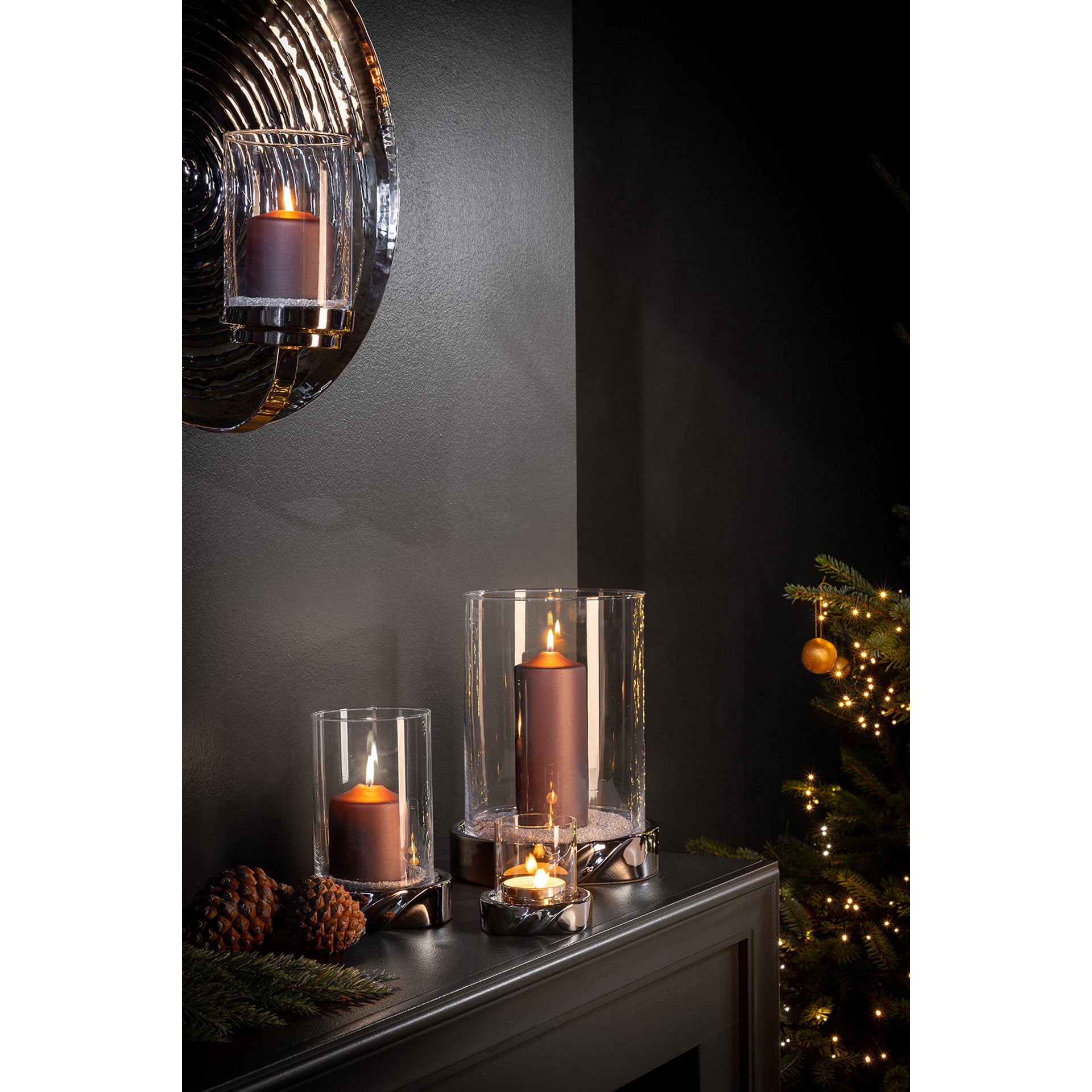 LE DECOR Windlicht mit Glas silberfarben