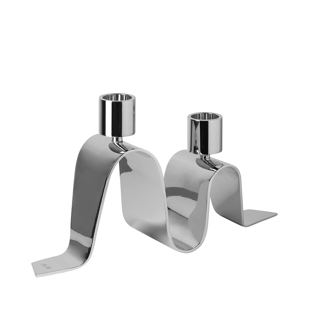 HILARA Leuchter, 2-flammig silberfarben