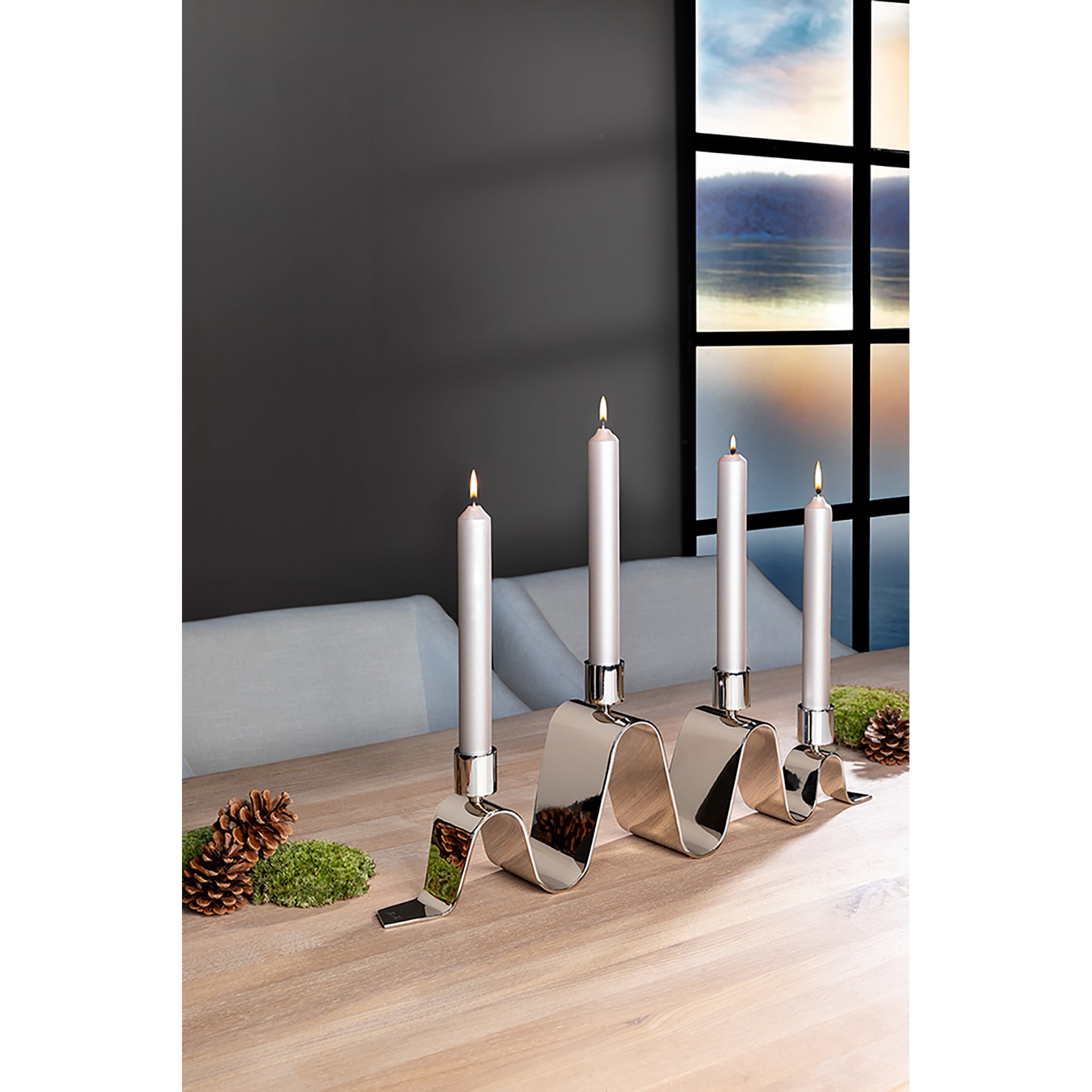 HILARA Leuchter, 4-flammig silberfarben
