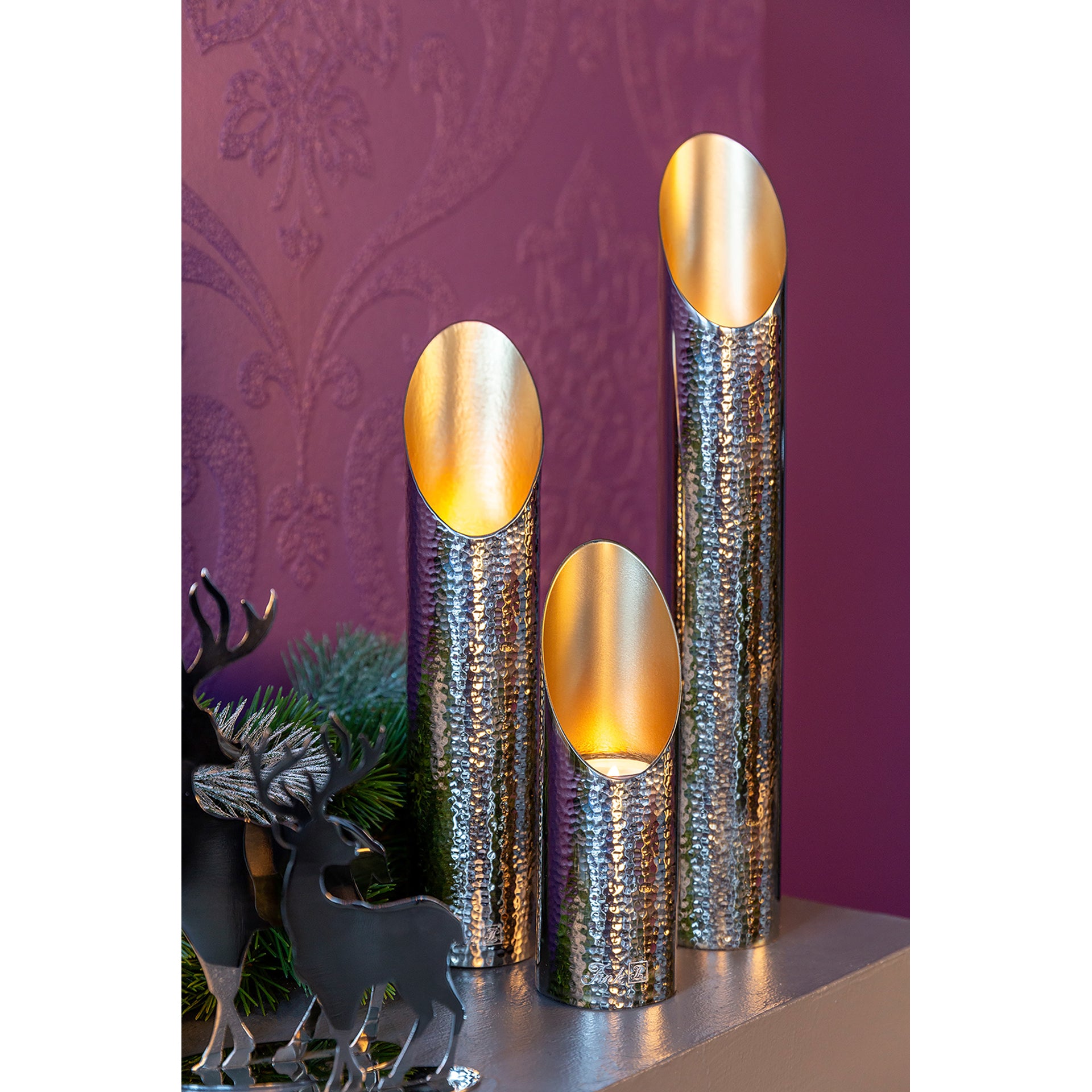 FIRAT Teelichthalter silberfarben