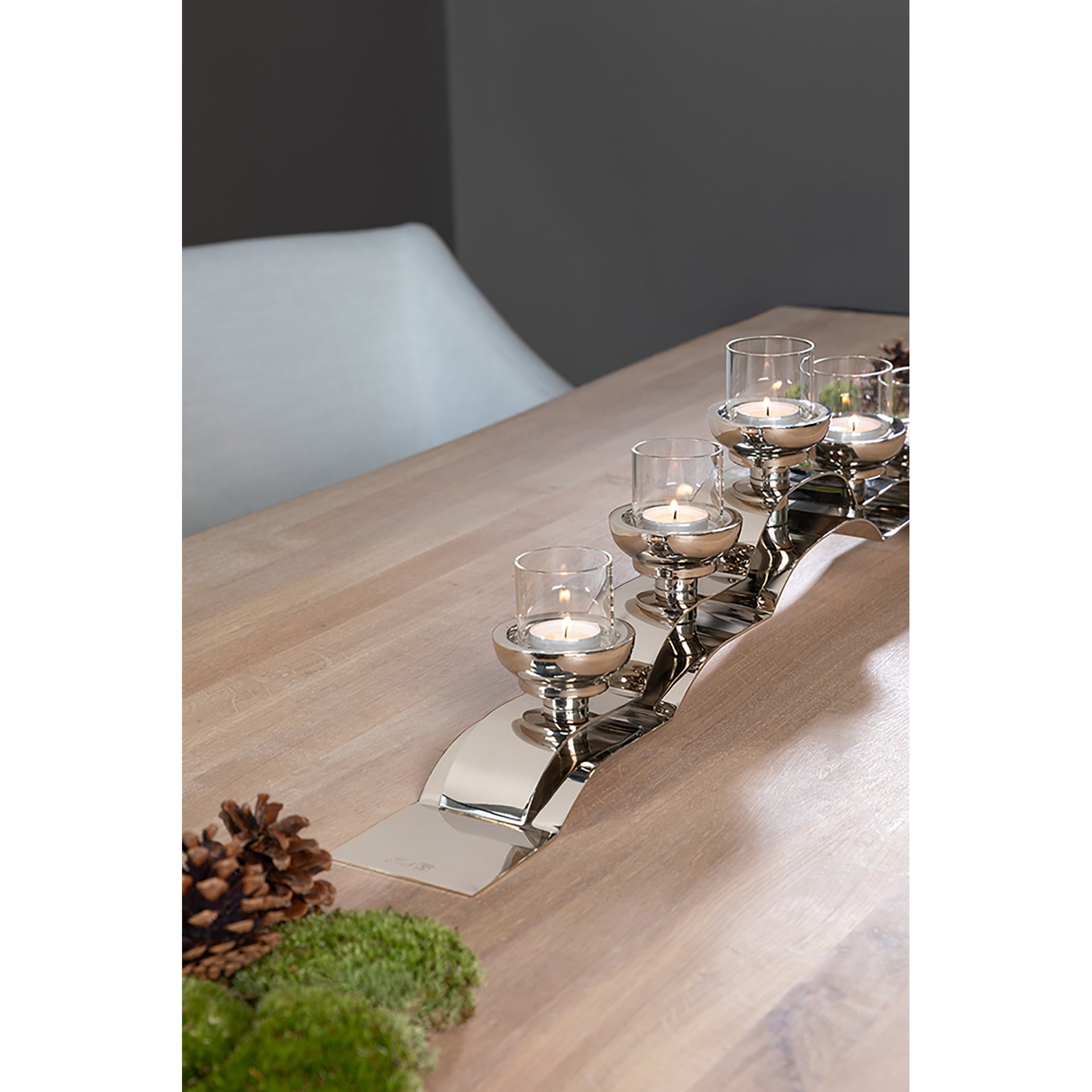 NUVOLA Leuchter, 5-flammig silberfarben