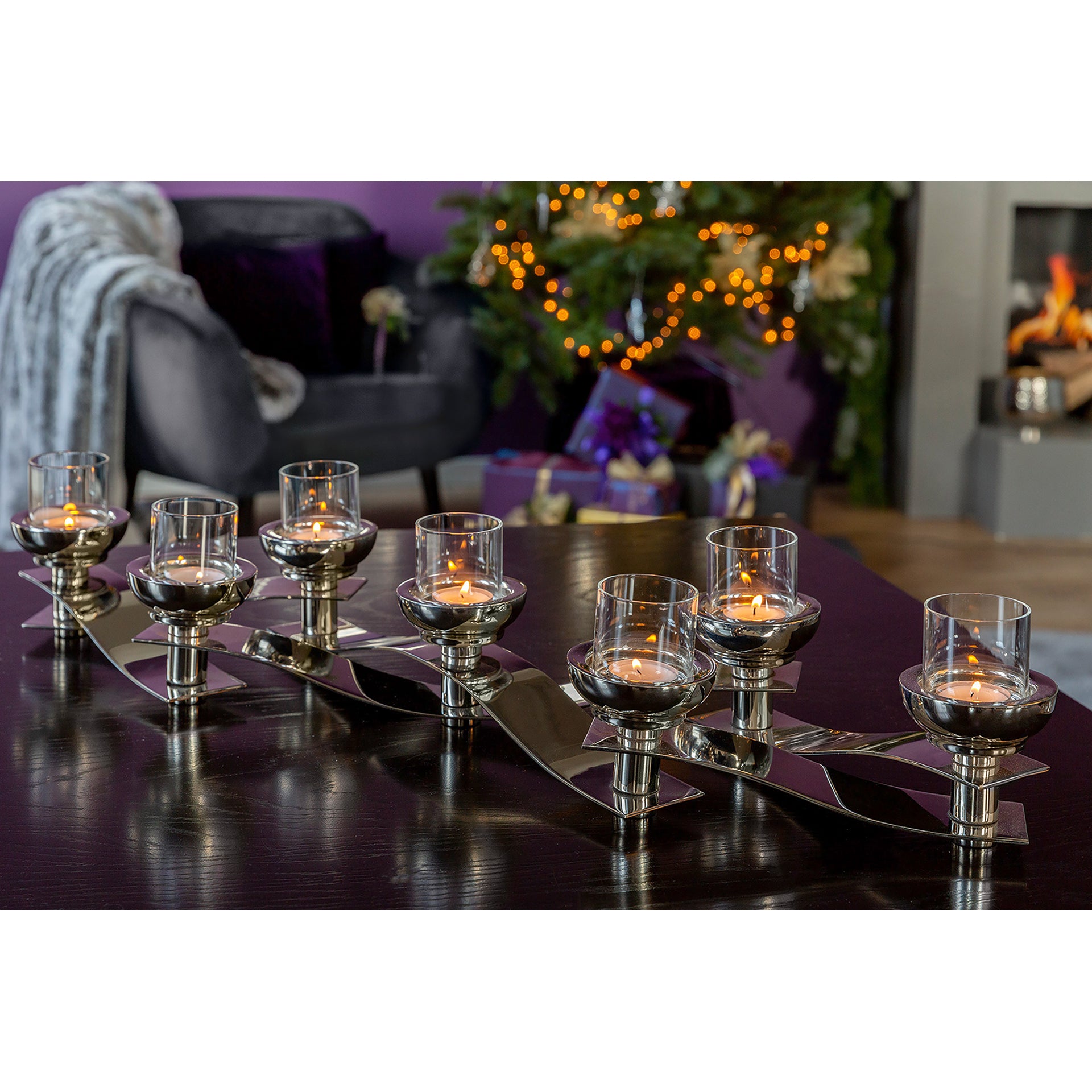 PAREO Leuchter, 7-flammig silberfarben