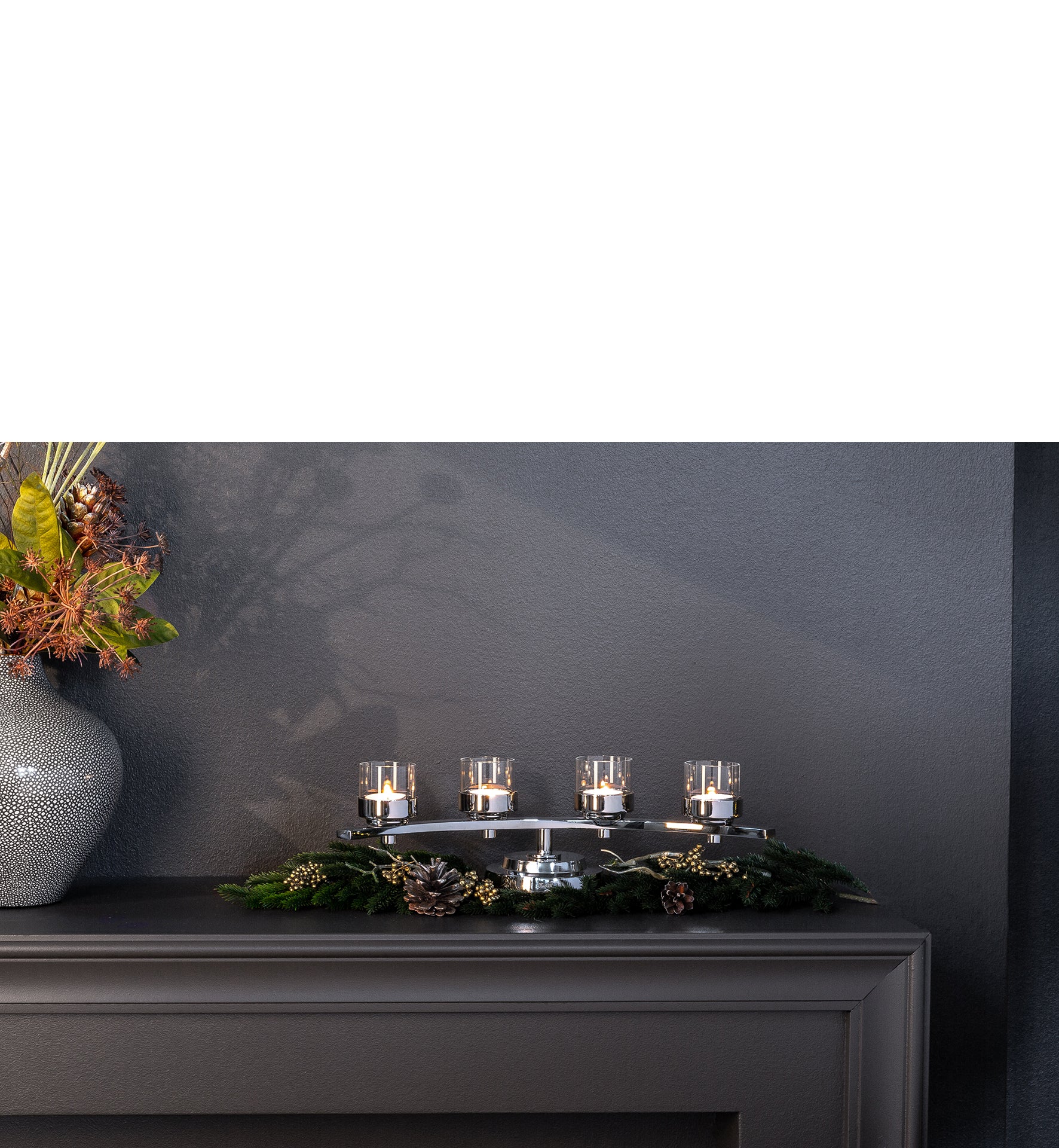 DUNJA Leuchter, 4-flammig silberfarben