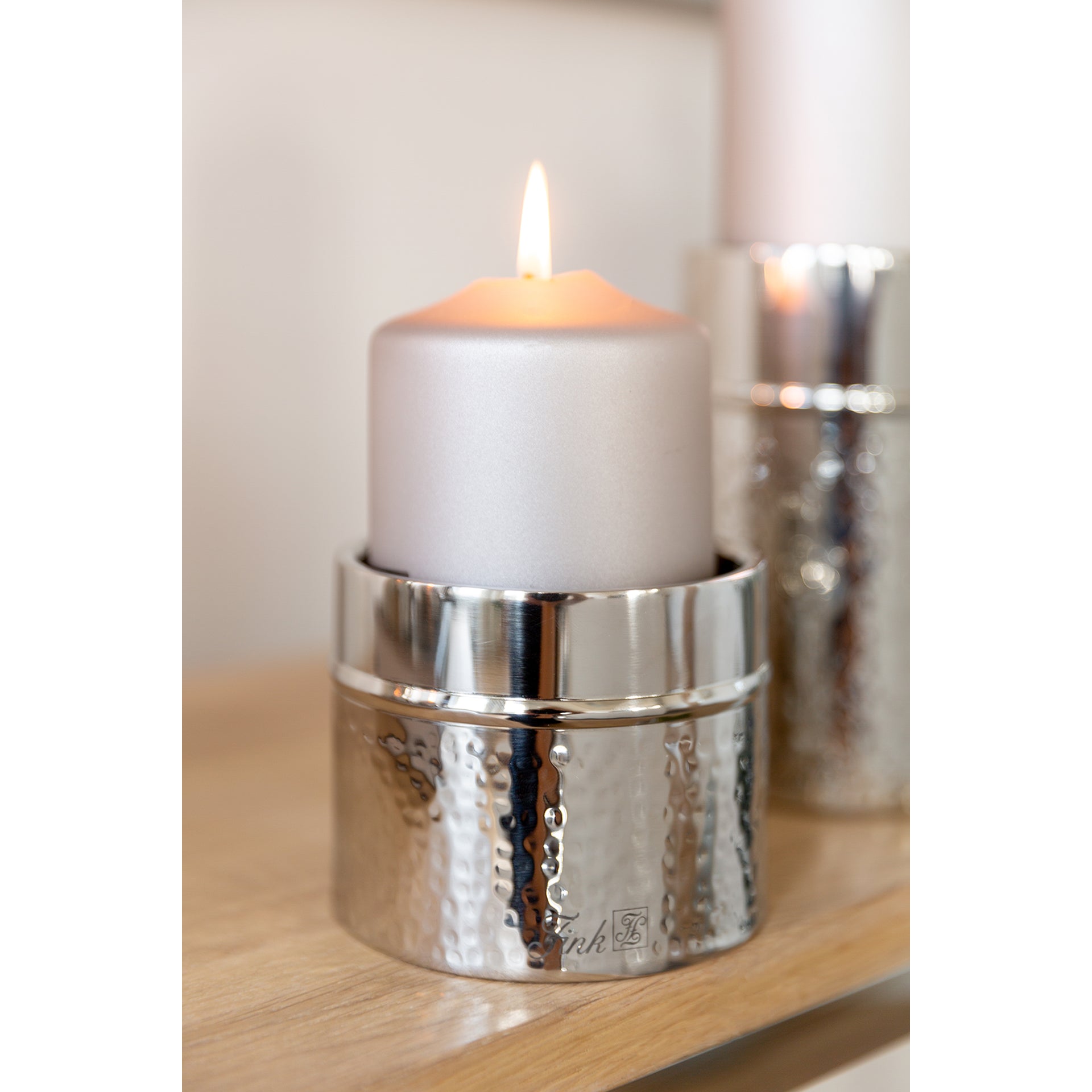 NASSAU Stumpenkerzenhalter silberfarben