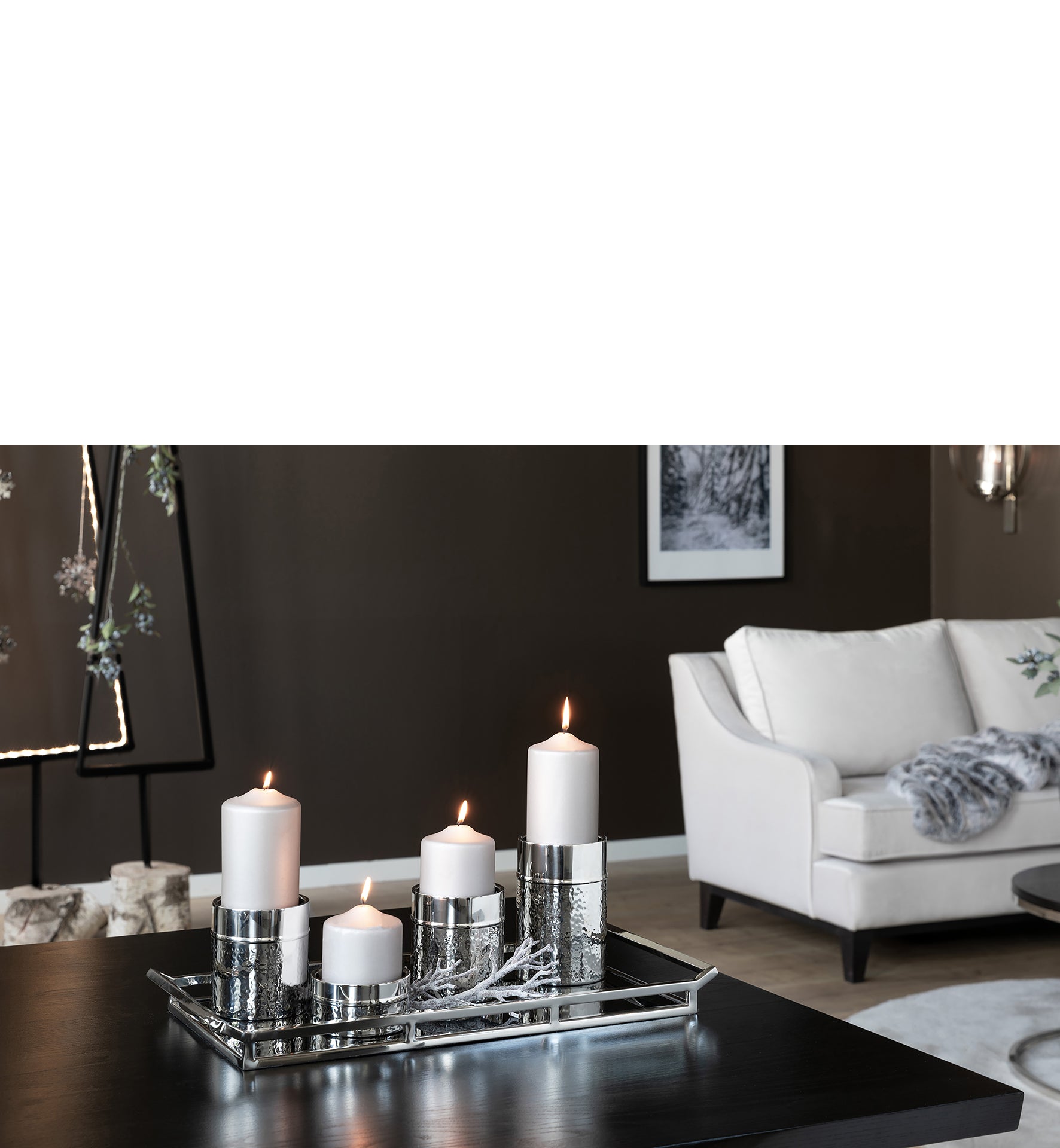 NASSAU Stumpenkerzenhalter silberfarben