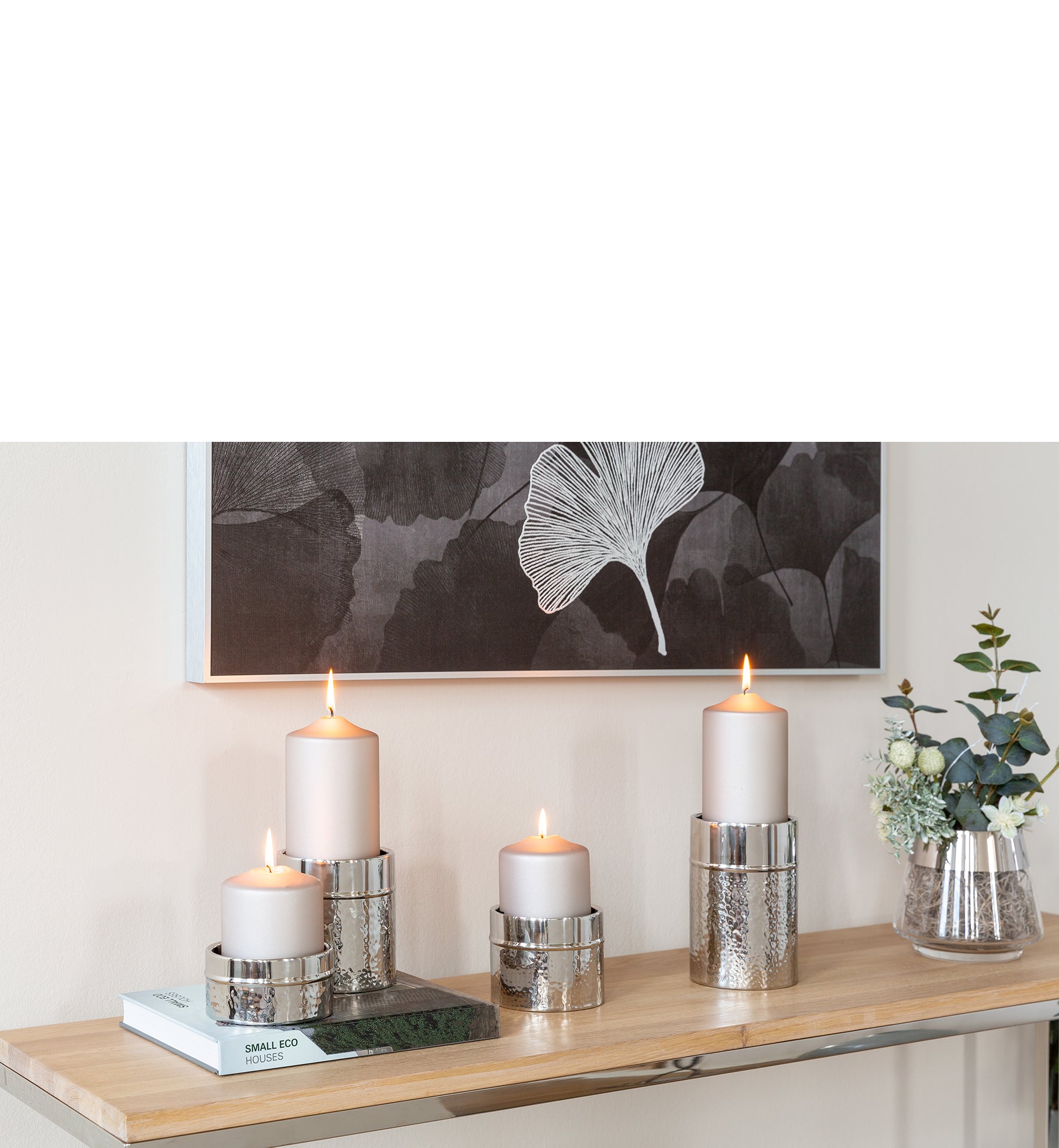 NASSAU Stumpenkerzenhalter silberfarben