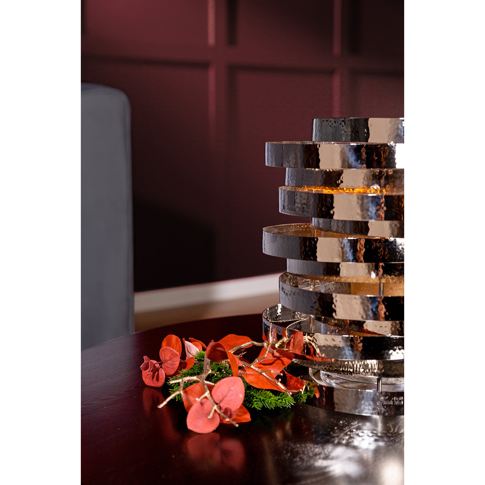 MIRAGE Windlicht mit Glas silberfarben