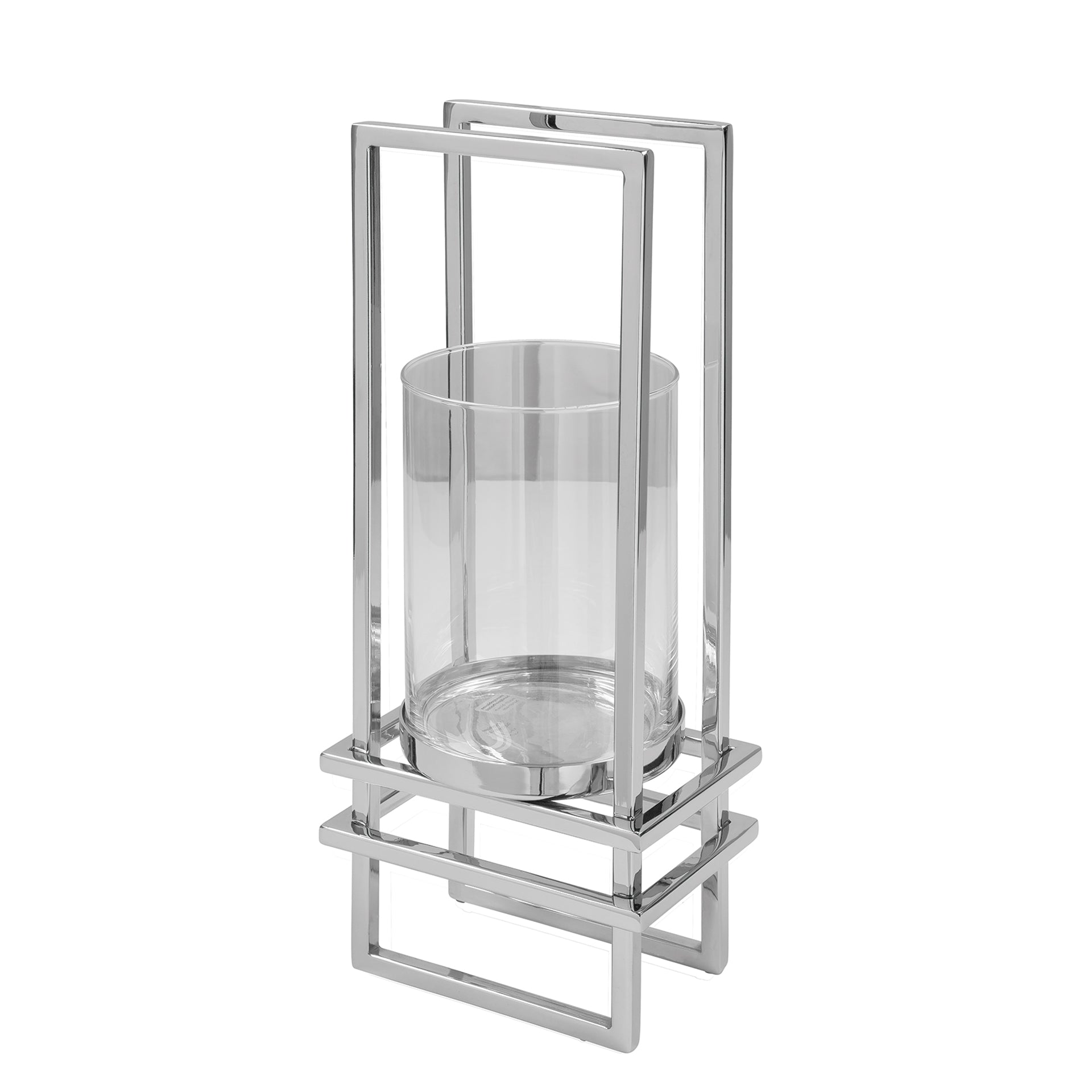 DUALIS Windlicht mit Glas silberfarben