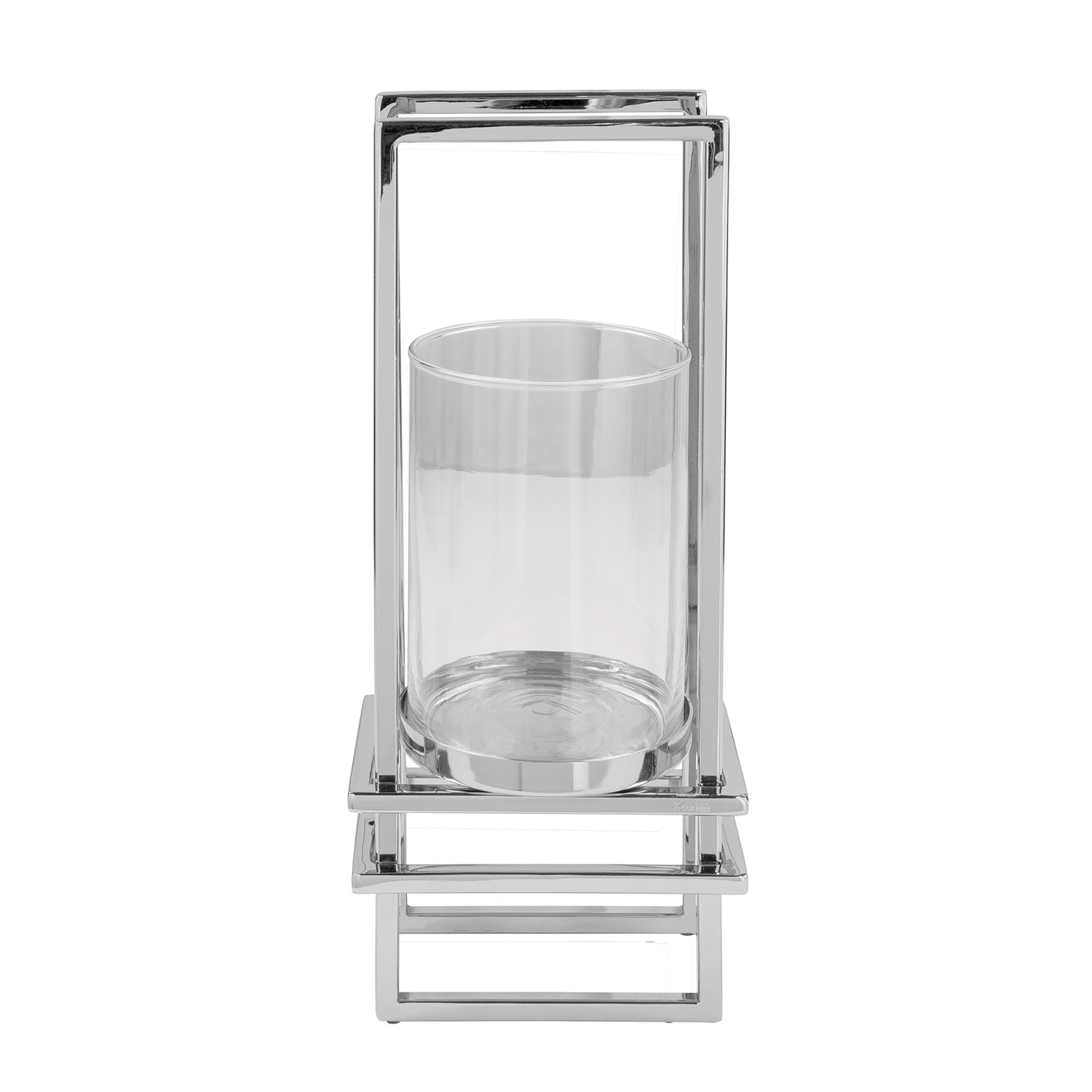 DUALIS Windlicht mit Glas silberfarben