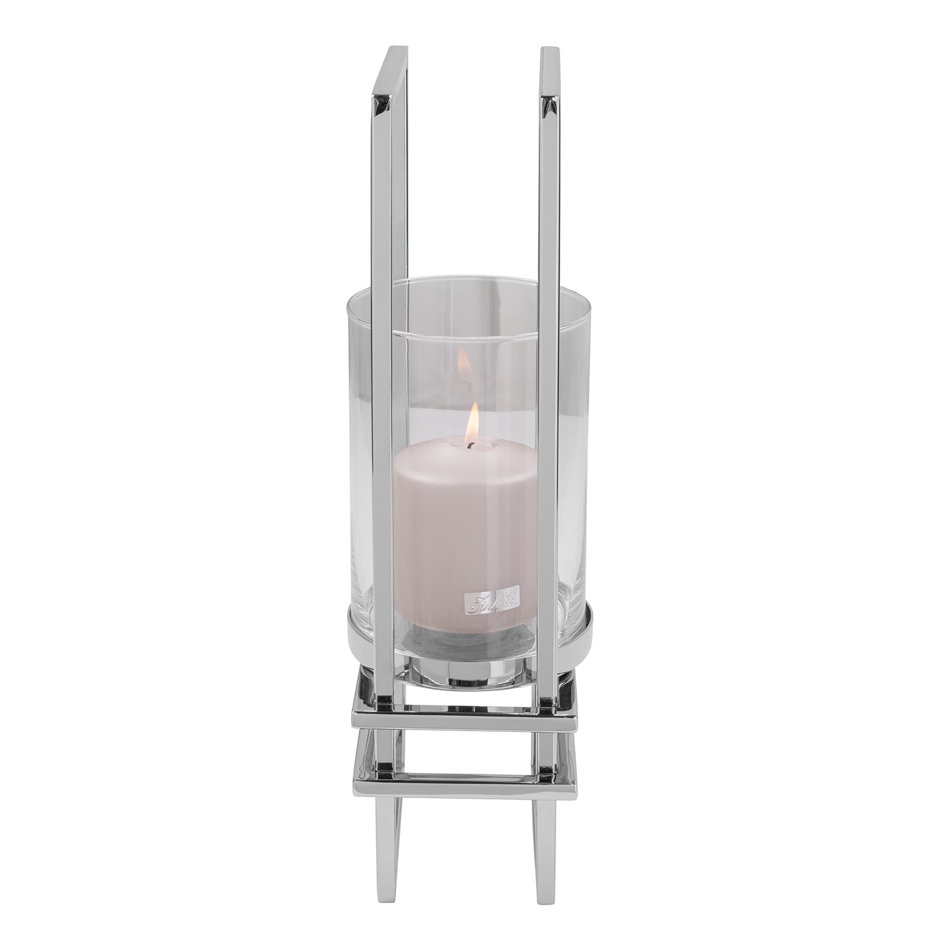 DUALIS Windlicht mit Glas silberfarben