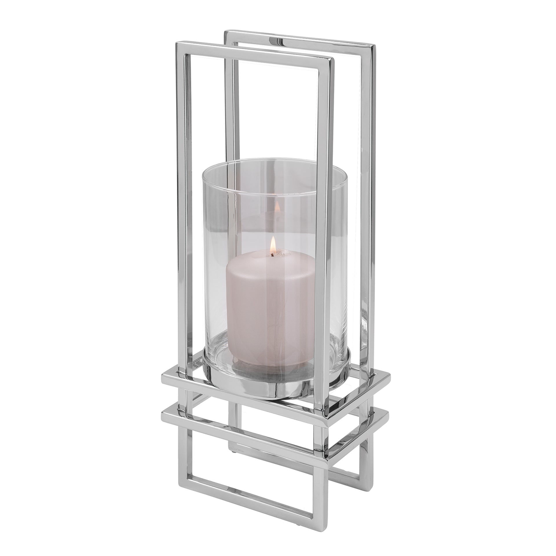 DUALIS Windlicht mit Glas silberfarben