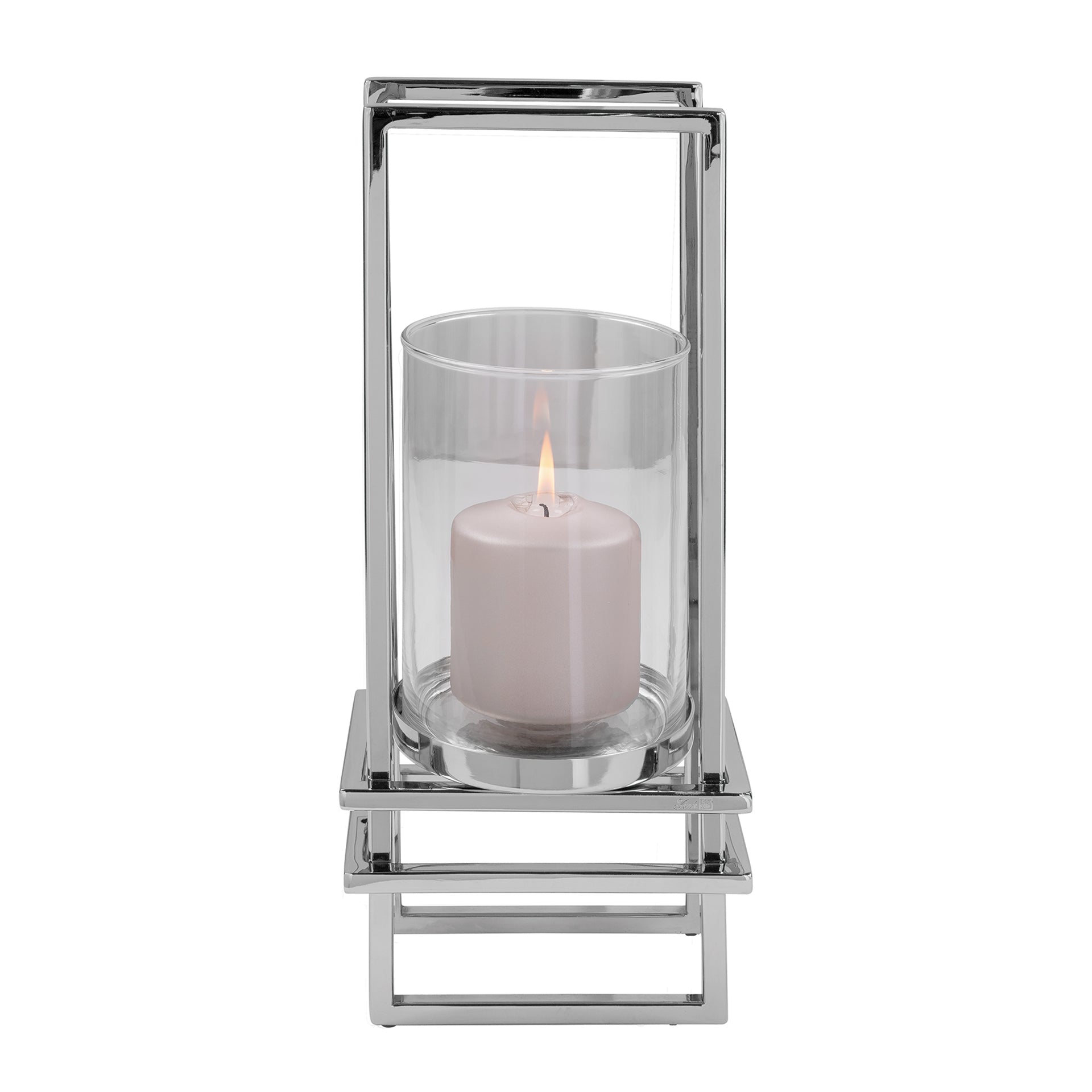 DUALIS Windlicht mit Glas silberfarben