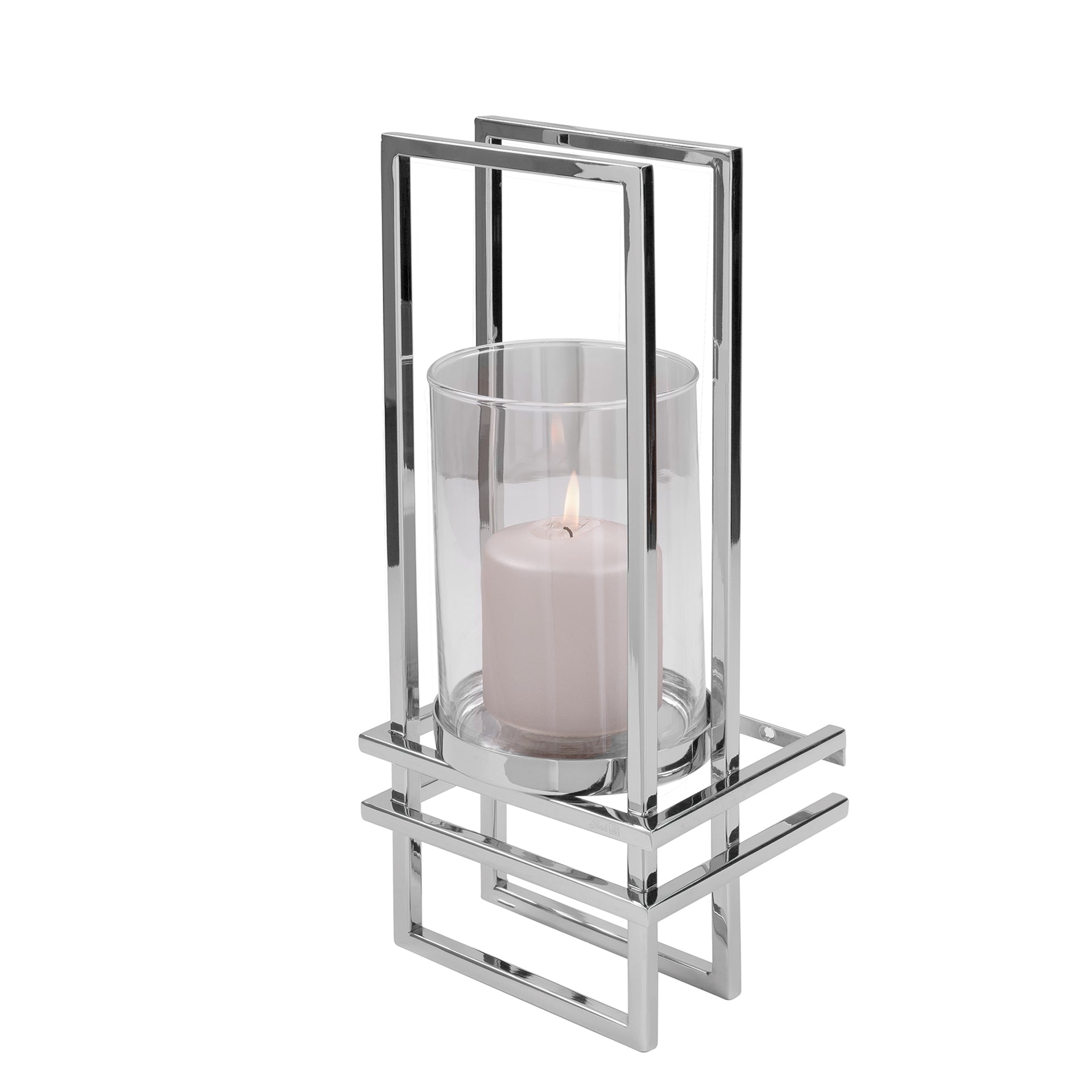 DUALIS Windlicht mit Glas silberfarben