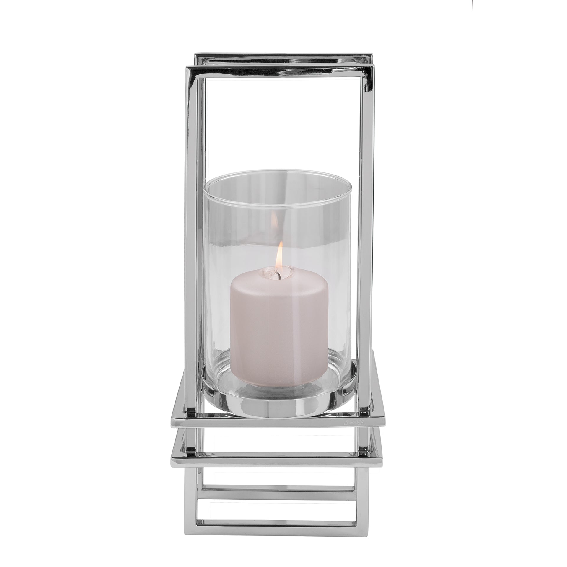 DUALIS Windlicht mit Glas silberfarben