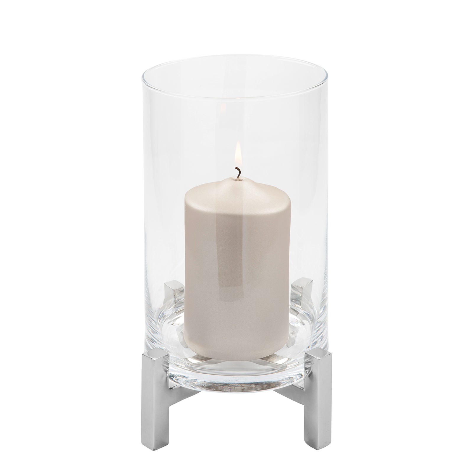 YONO Windlicht mit Glas silberfarben