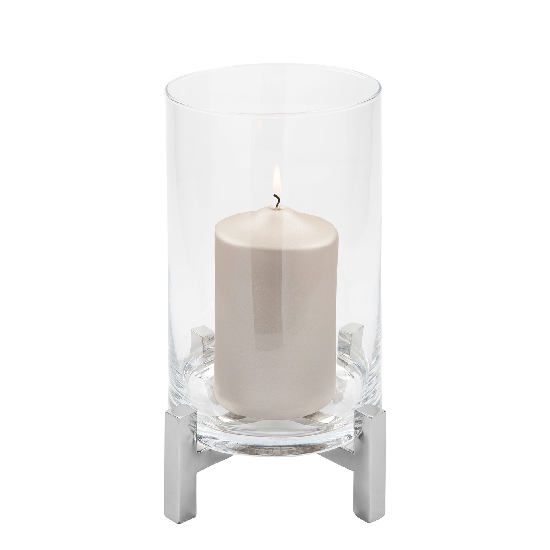 YONO Windlicht mit Glas silberfarben