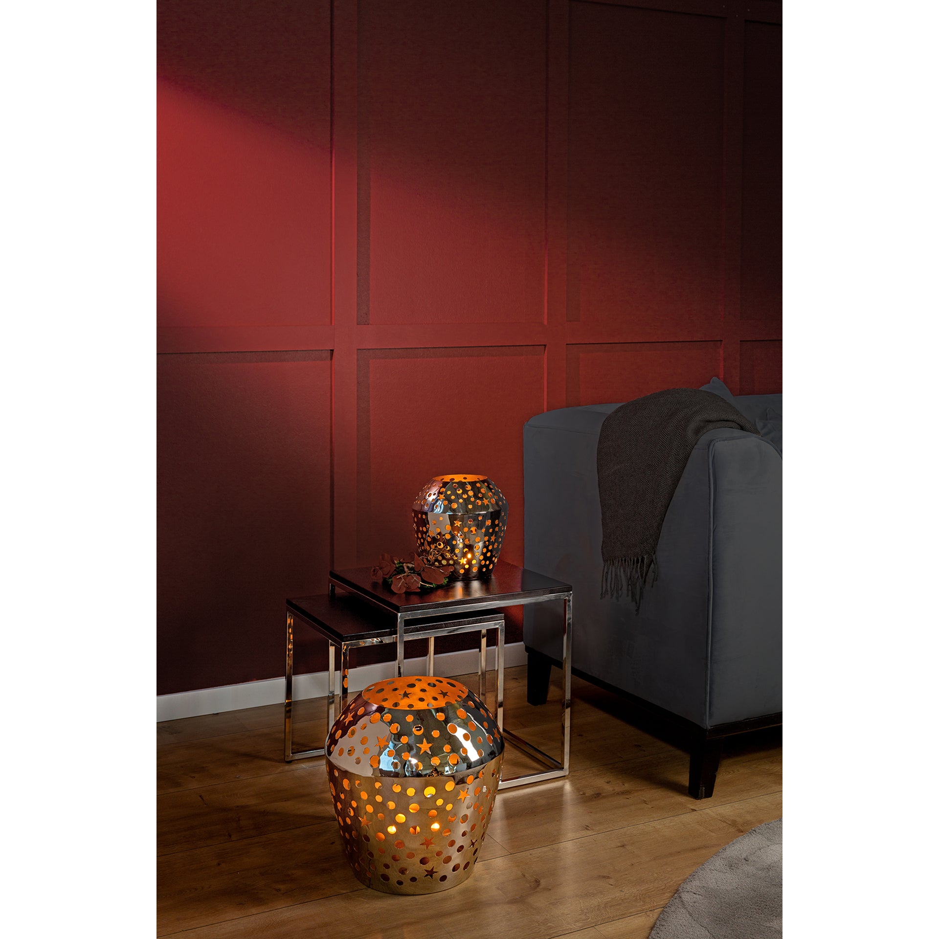 SHEILA Windlicht ohne Glas silberfarben