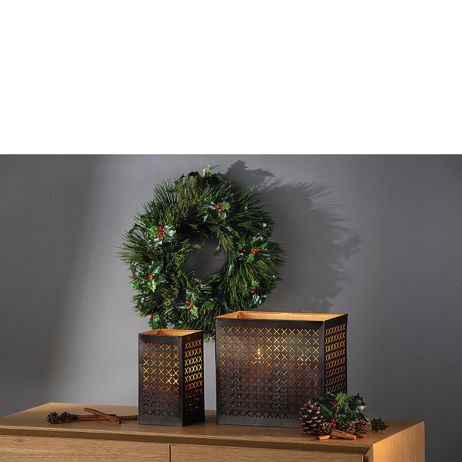 ALESTO Windlicht ohne Glas grau