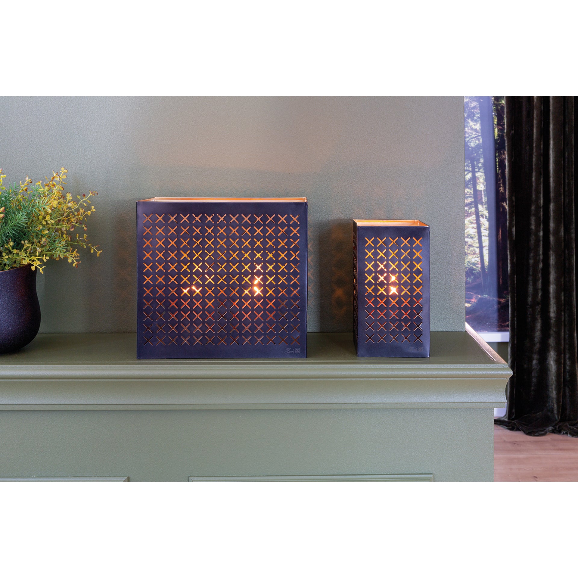 ALESTO Windlicht ohne Glas grau