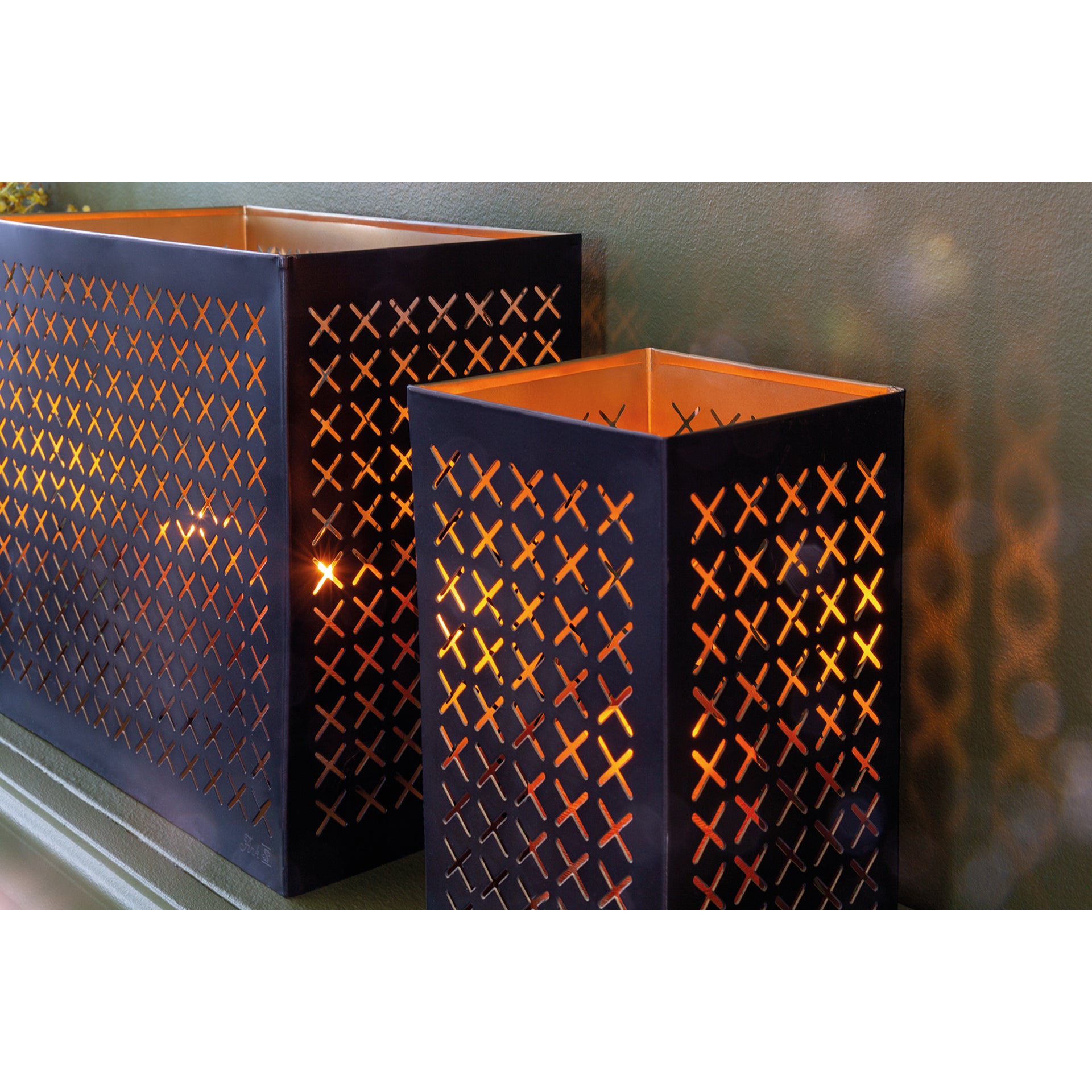 ALESTO Windlicht ohne Glas grau