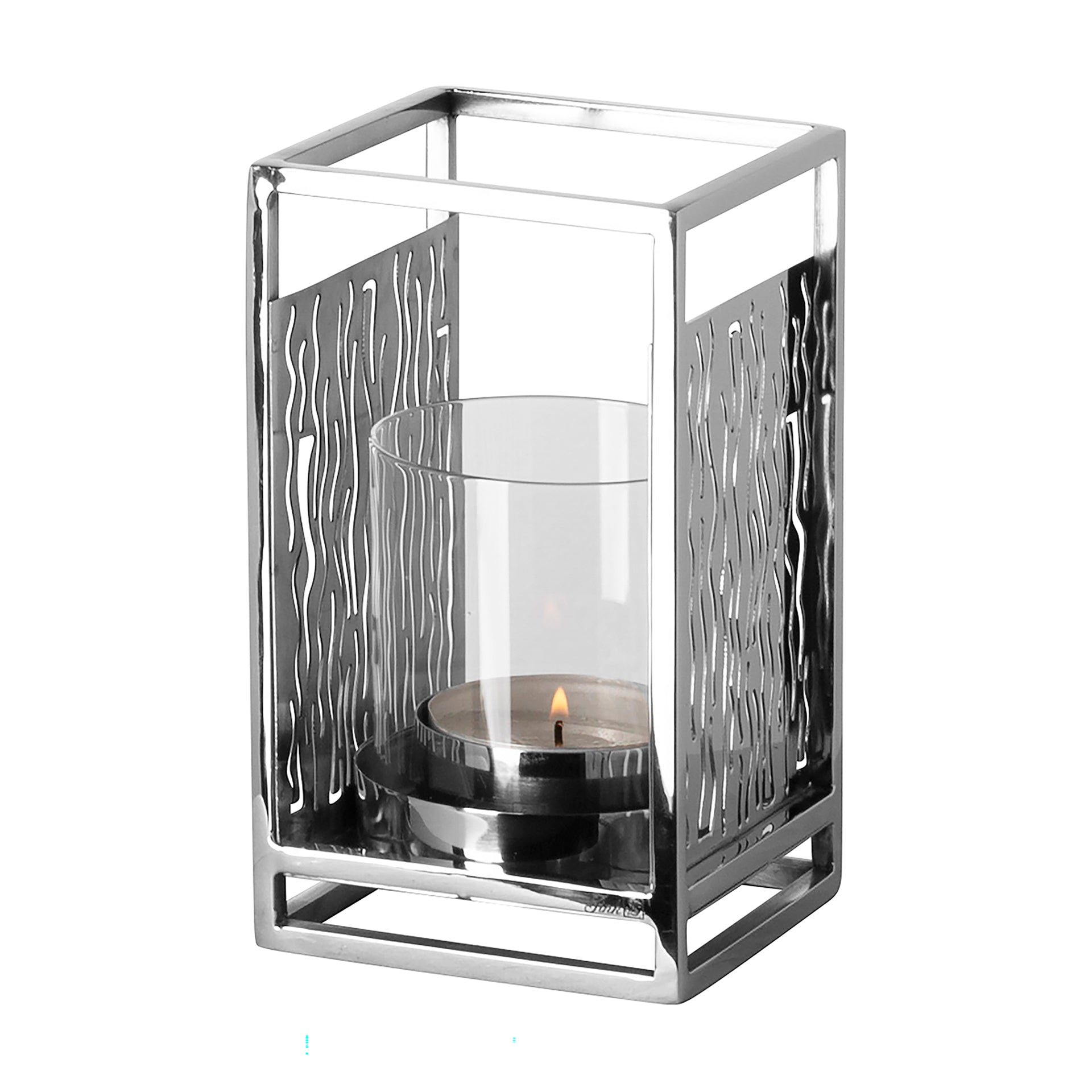 NICOSA Windlicht mit Glas silberfarben