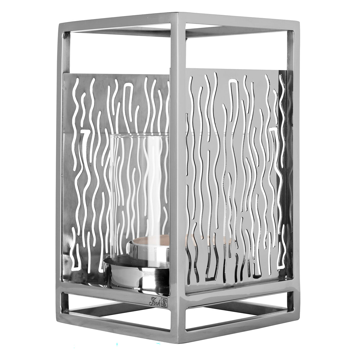 NICOSA Windlicht mit Glas silberfarben