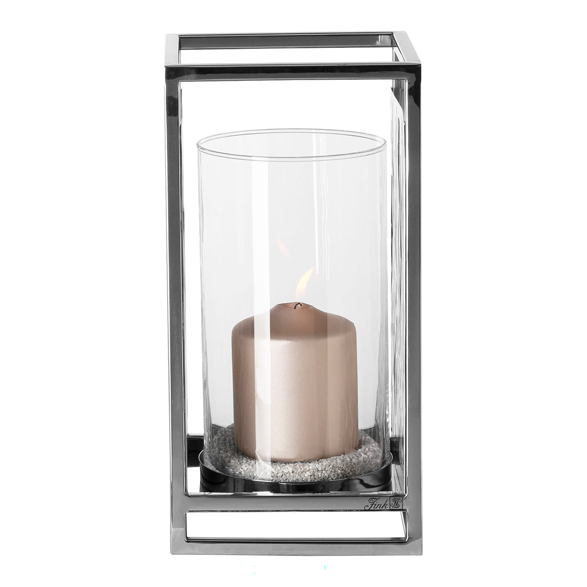 NICOSA Windlicht mit Glas silberfarben