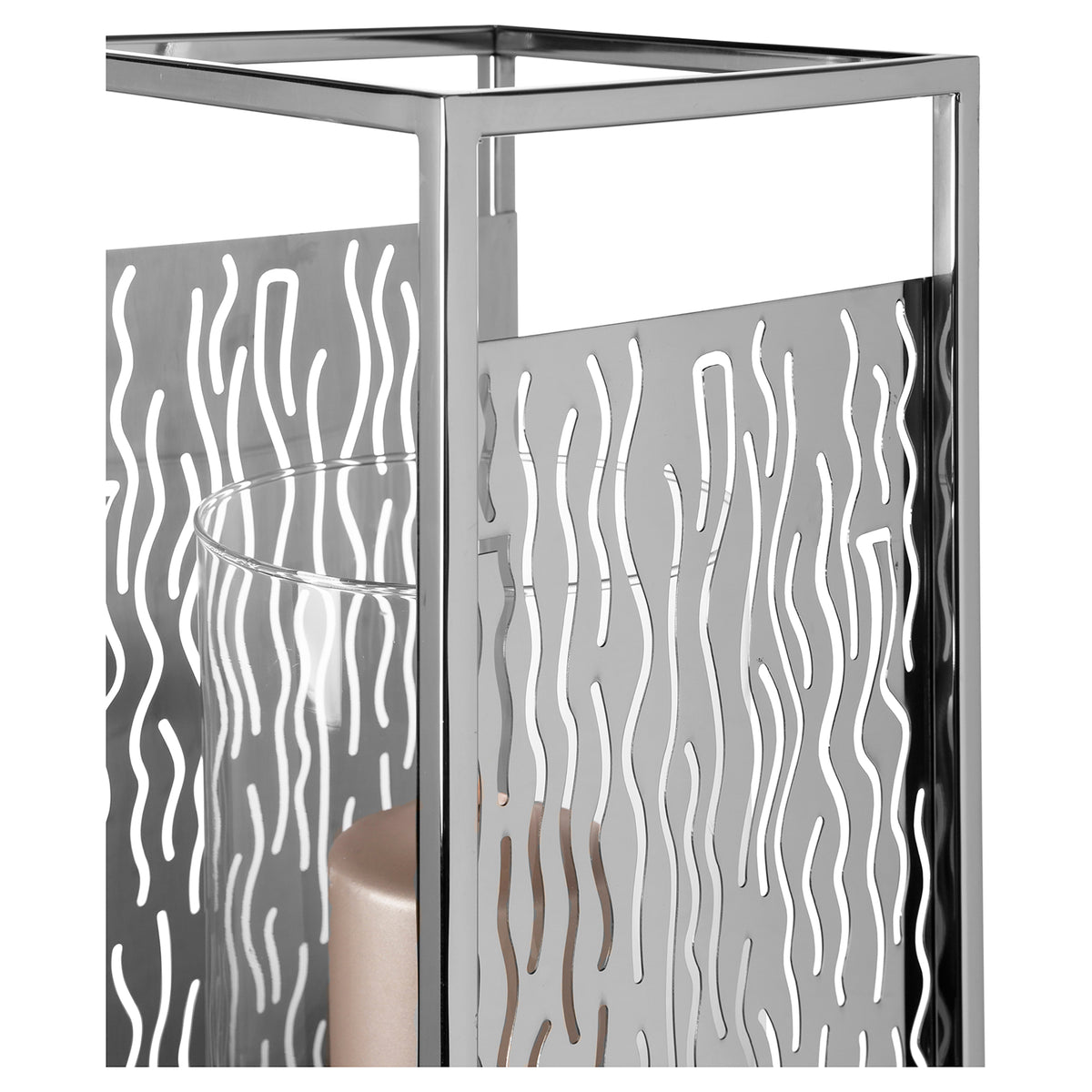 NICOSA Windlicht mit Glas silberfarben